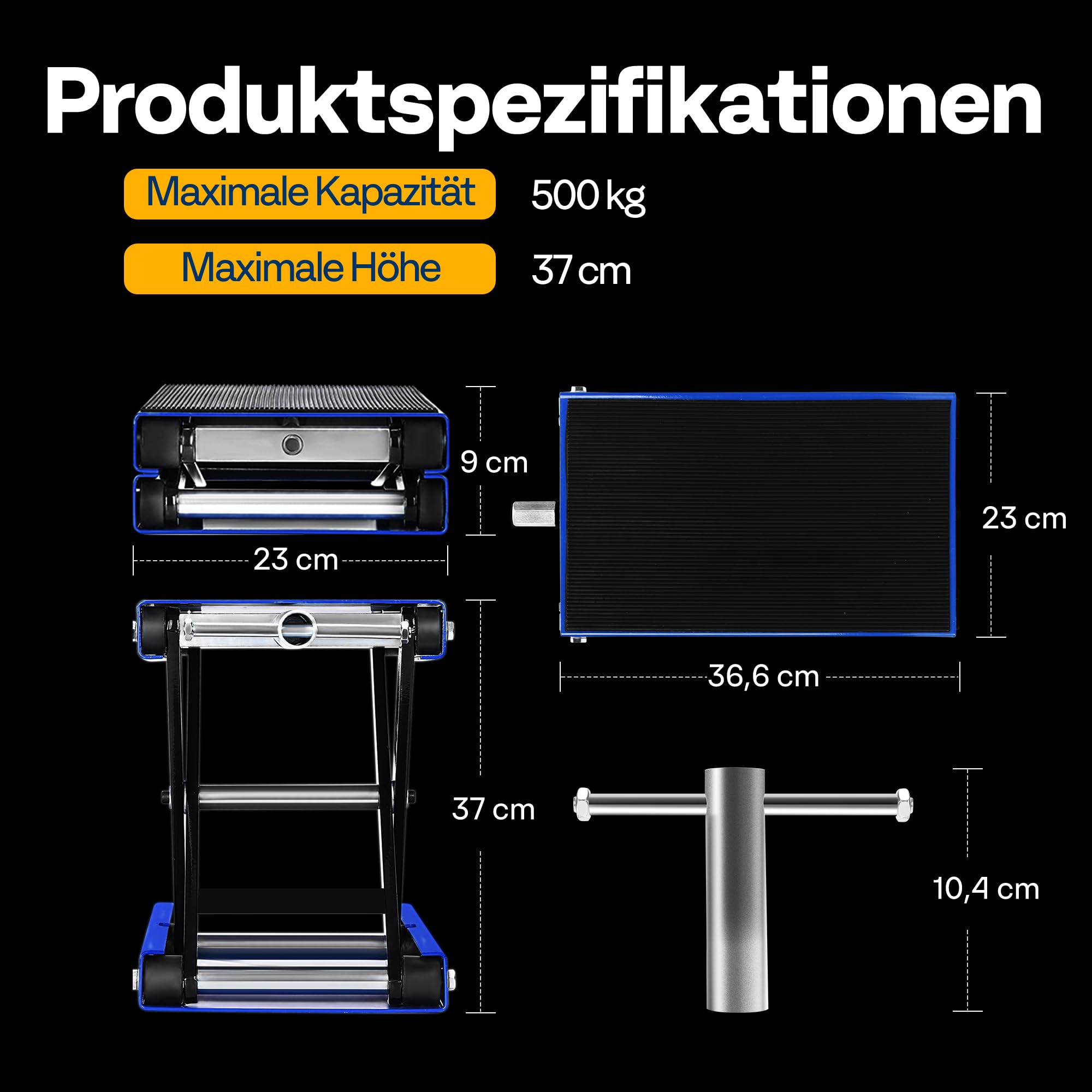 Motorrad Lift 500 kg Stahl-Schereheber mit breitem Deck und Kurbel für Motorräder Off-Road-Fahrzeuge Schmutzfahrräder