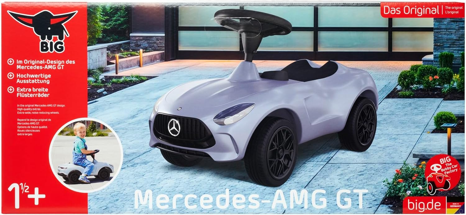 Mercedes-AMG GT - Designt zusammen mit Mercedes-AMG, mit Breiten Flüsterreifen und griffigem Lenkrad, Rutscher-Auto, für Kinder ab 18 Monaten