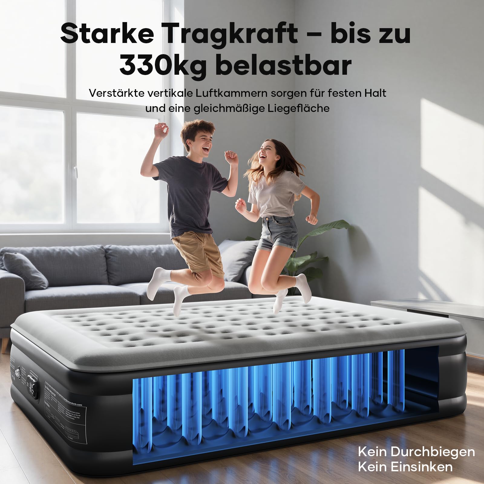 Luftmatratze Selbstaufblasend, Luftbett, Gästebett, aufblasbare Matratzensofa, Luftbett 2 Personen, Selbstaufblasende Luftmatratze für Camping oder Heimgebrauch