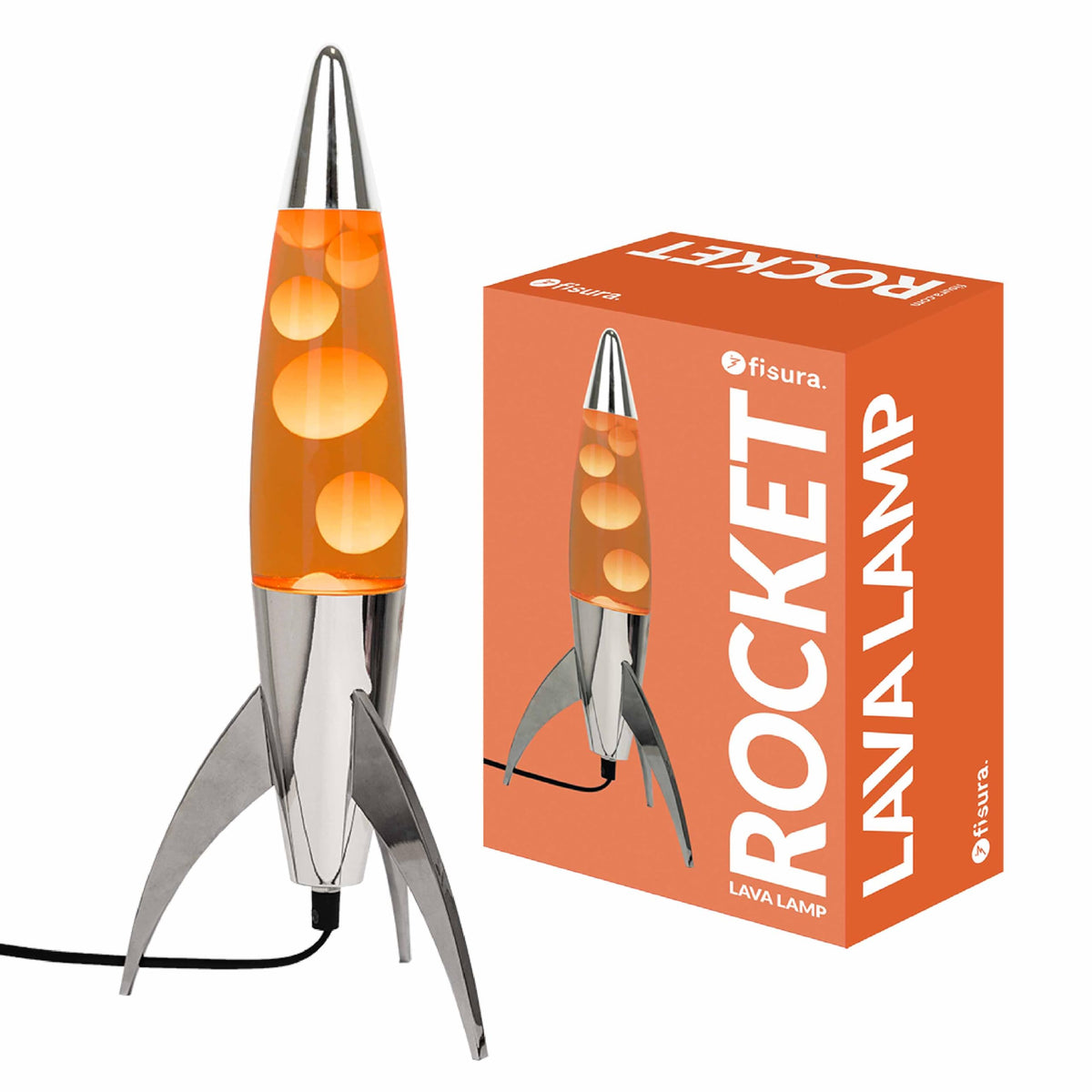 Lavalampe "Rocket" - Retro-Lavalampe mit Ersatzbirne, ideal für Wohnzimmer, Schlafzimmer und Büro. Maße: 20 x 20 x 45 cm.