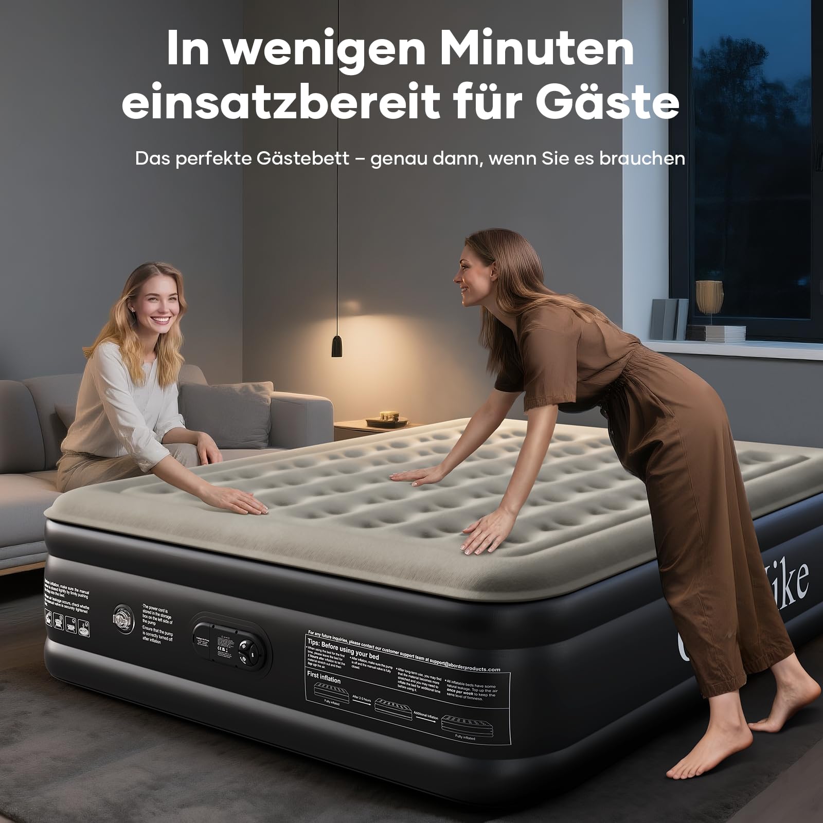 Luftmatratze Selbstaufblasend, Luftbett, Gästebett, aufblasbare Matratzensofa, Luftbett 2 Personen, Selbstaufblasende Luftmatratze für Camping oder Heimgebrauch