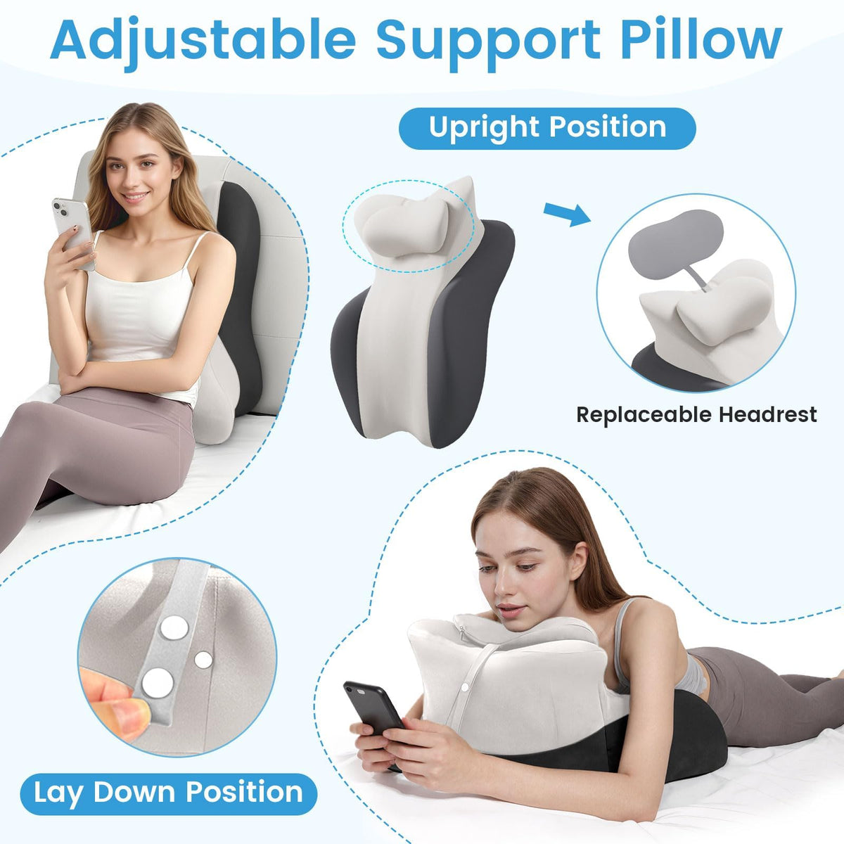 Keilkissen, Lesekissen Entspannungskissen für Bett, Sofa und Boden
