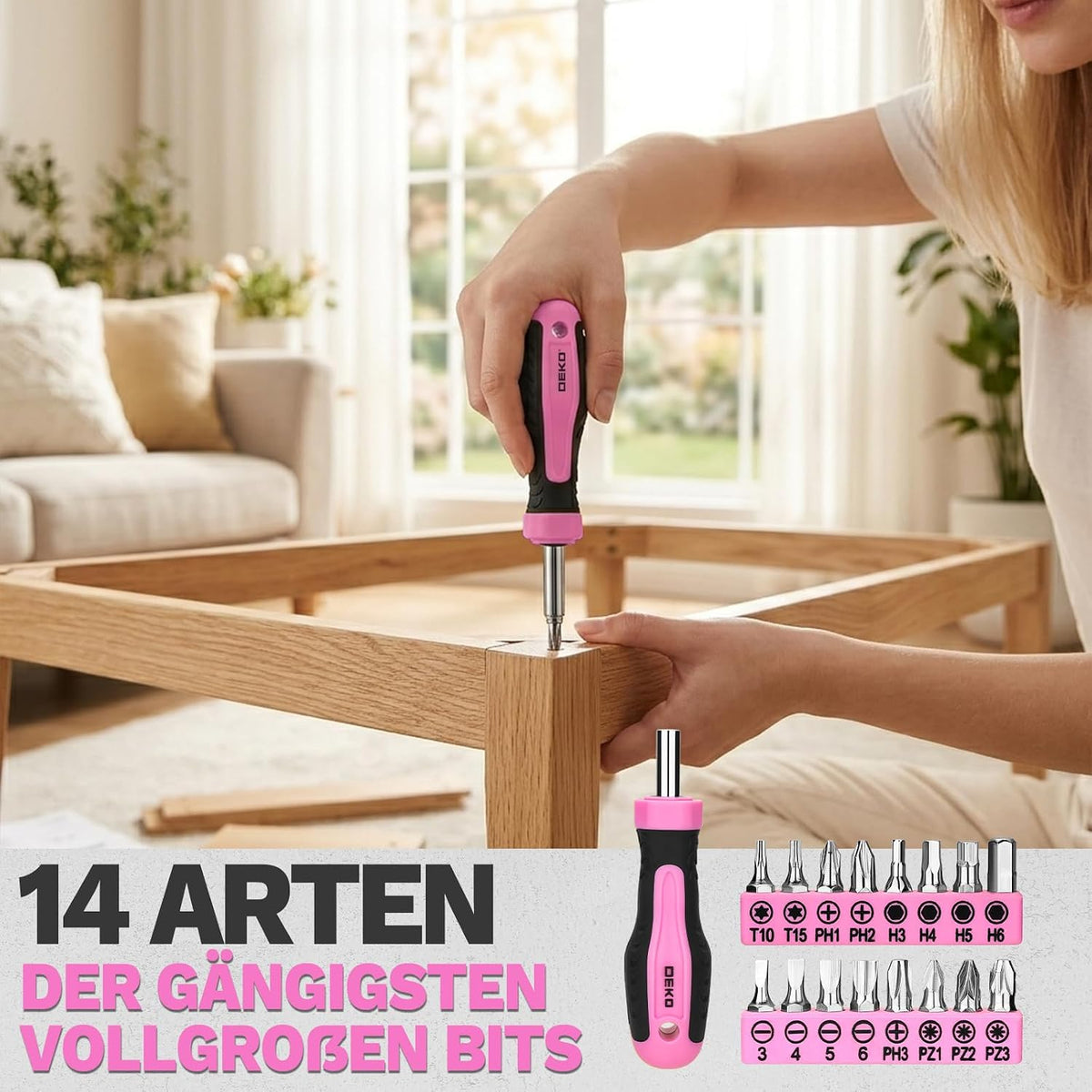 Werkzeugkoffer Werkzeugkasten Werkzeug Koffer Werkzeugset　Werkzeugbox：DEKOPRO　Werkzeugkiste Bestückt　42-tlg.　Universal Komplett mit Werkzeuge Handwerkzeug　－ für Frauen zum Haushalt Werkstatt DIY
