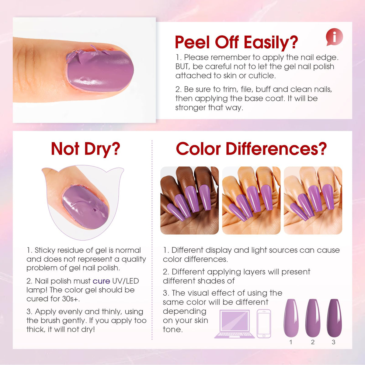 UV Nagellack Set Weiß Rosa Violett Rot Grün Blau Gel