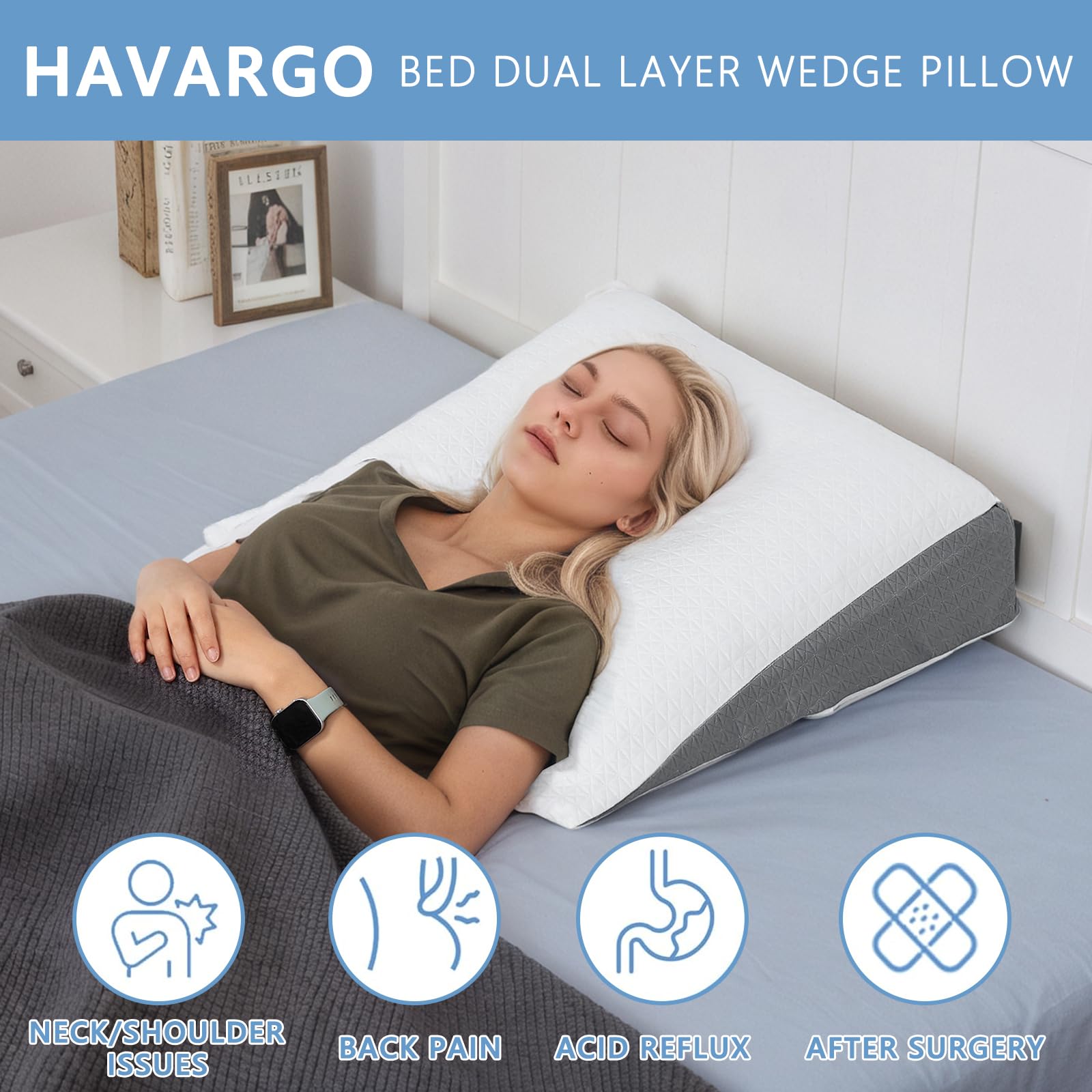 Venenkissen, Legevationskissen aus Memory-Schaum, Beinkissen zur Erleichterung, Positionierungskissen mit abnehmbarer Abdeckung, Doppelschicht-Legkissen zum Schlafen