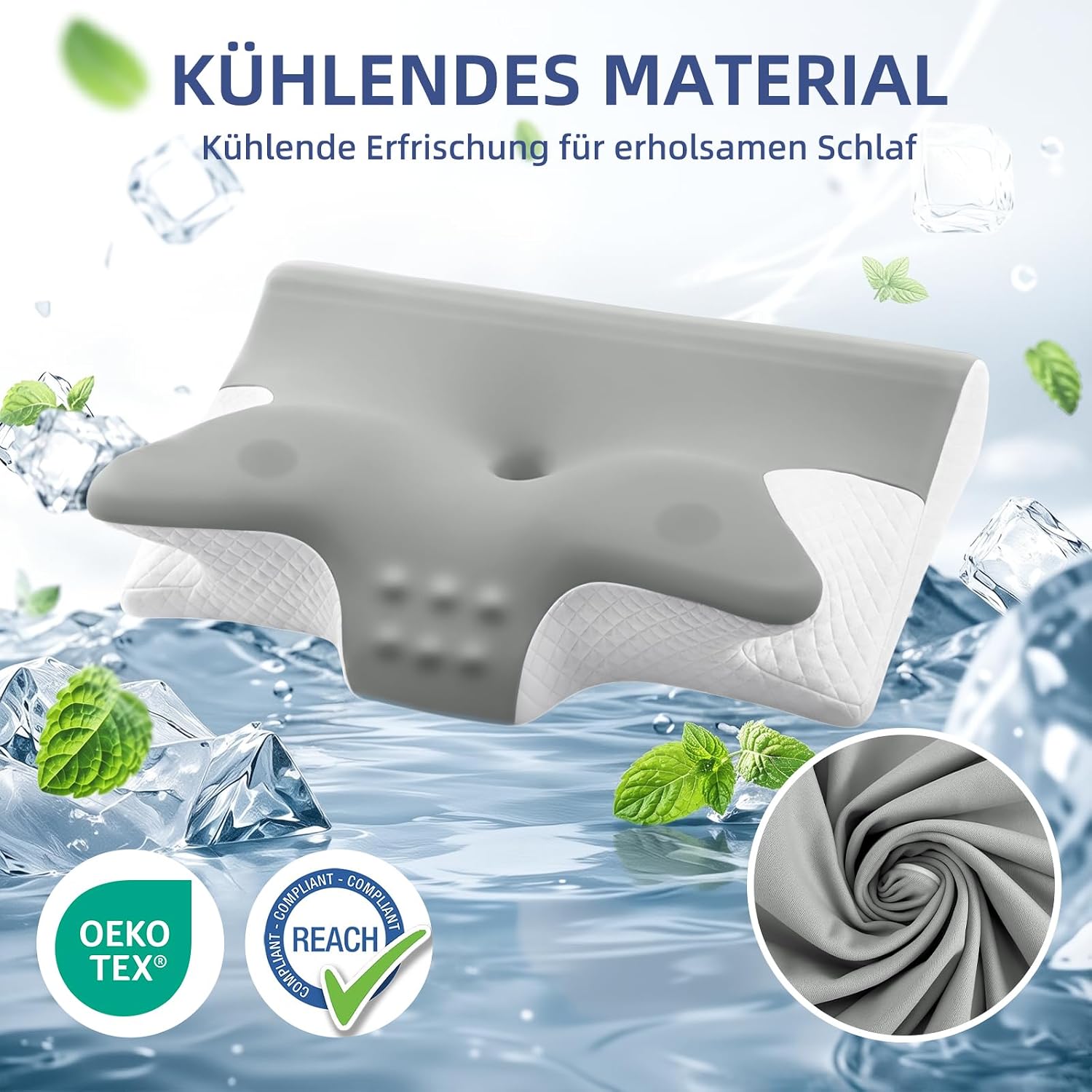Ergonomisches Nackenstützkissen, 2 in 1 Kopfkissen aus Memory-Schaum