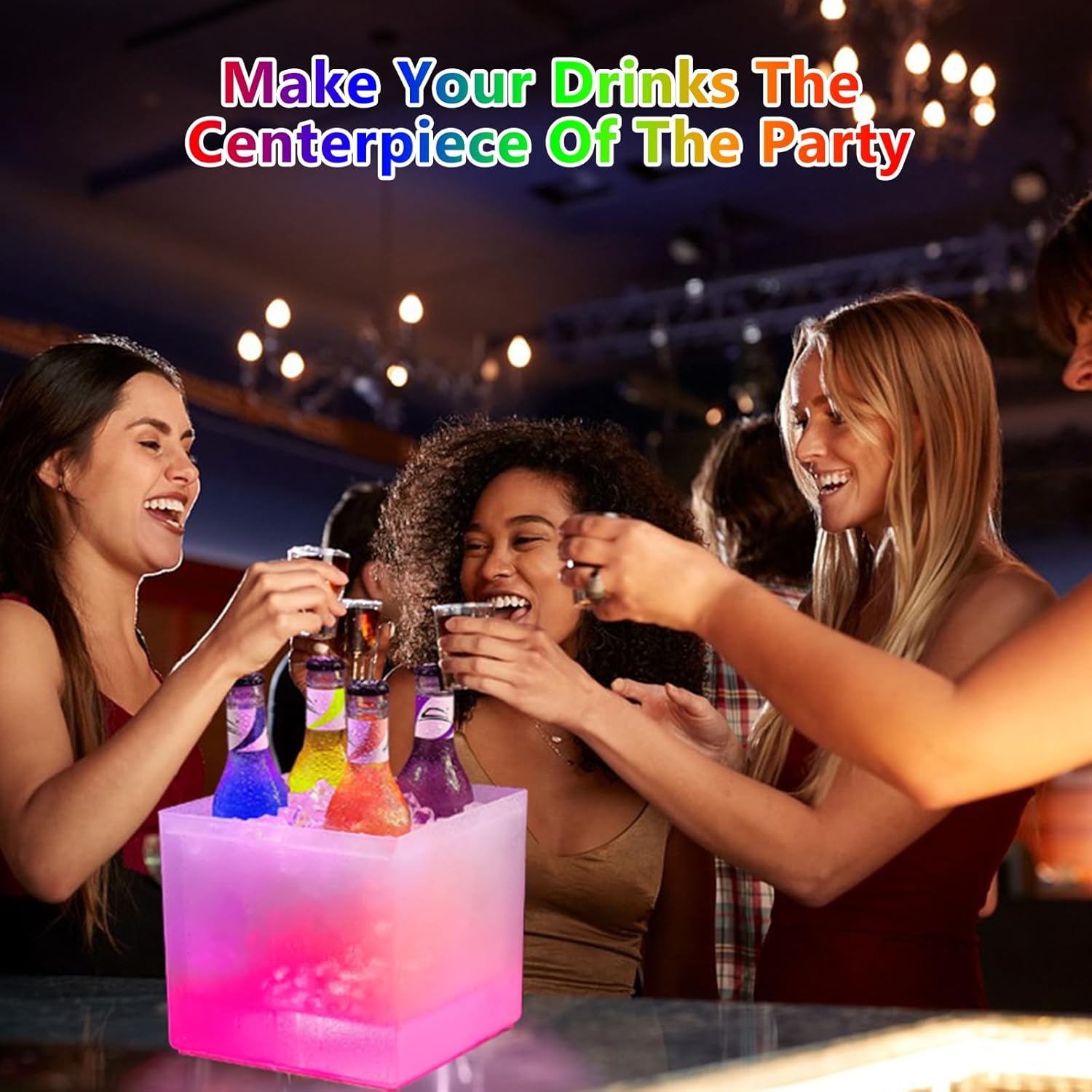 3,5 L LED Eiskübel, RGB Farbwechsel Champagnerkühler, Getränkekühler zum Kühlen von Champagner, Wein, Getränke, Bier, Eiskübel für Restaurant, Pub, Party, Bar - 1 Stück