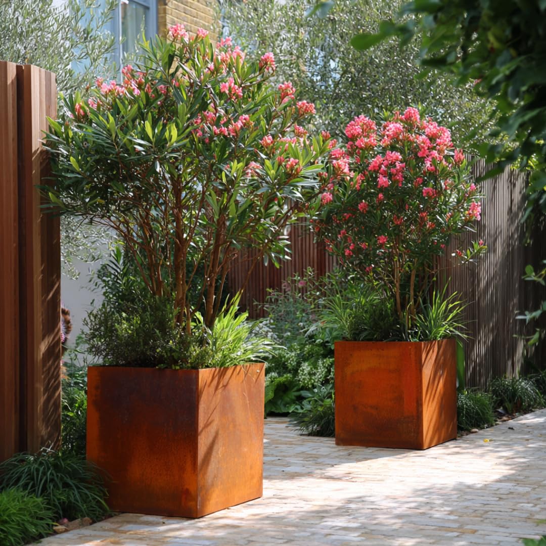 Cortenstahl Pflanzkübel - Blumenkübel quadratisch – wetterfest & langlebig – Garten Terrasse Balkon – Edelrost Pflanzgefäss