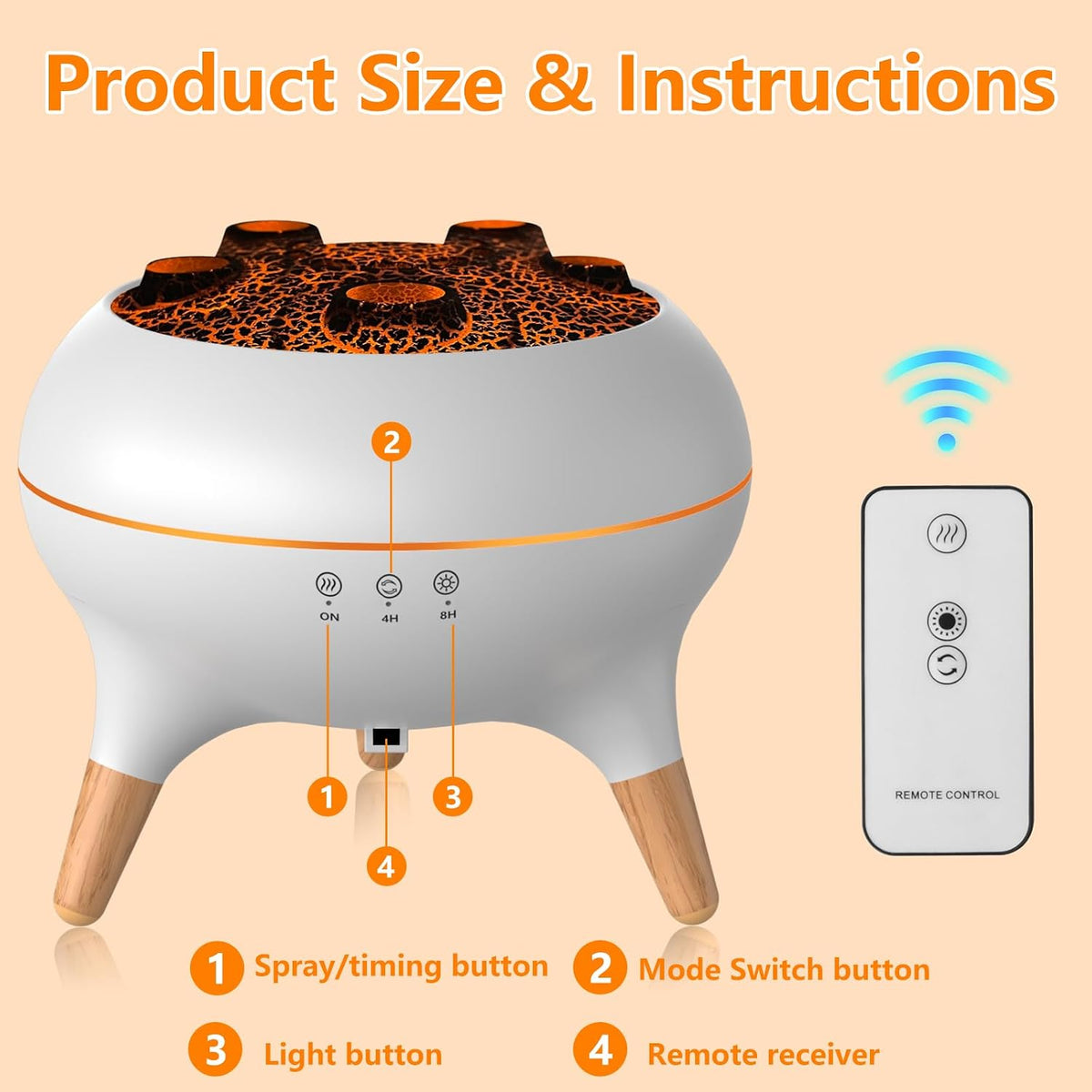 Flammen Aroma Diffuser, 250mL Luftbefeuchter Schlafzimmer, 2 Spray Muster DuftöL Diffuser,Air Diffuser Humidifier mit 7 Farben LED-Licht & Timing-Funktion