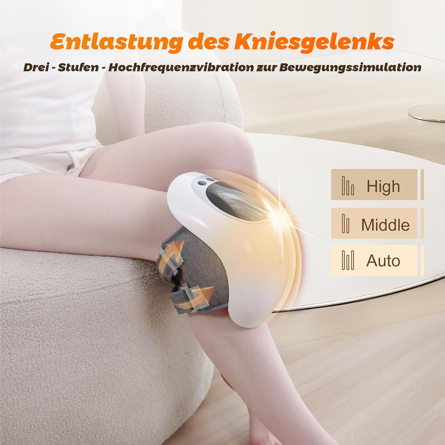 Knie-Massagegerät, 3 Temperaturstufen, Rotlicht-Therapie, LCD-Display, Wärme- und Vibrationstherapie, 7000 U/Min, 120 Min Laufzeit