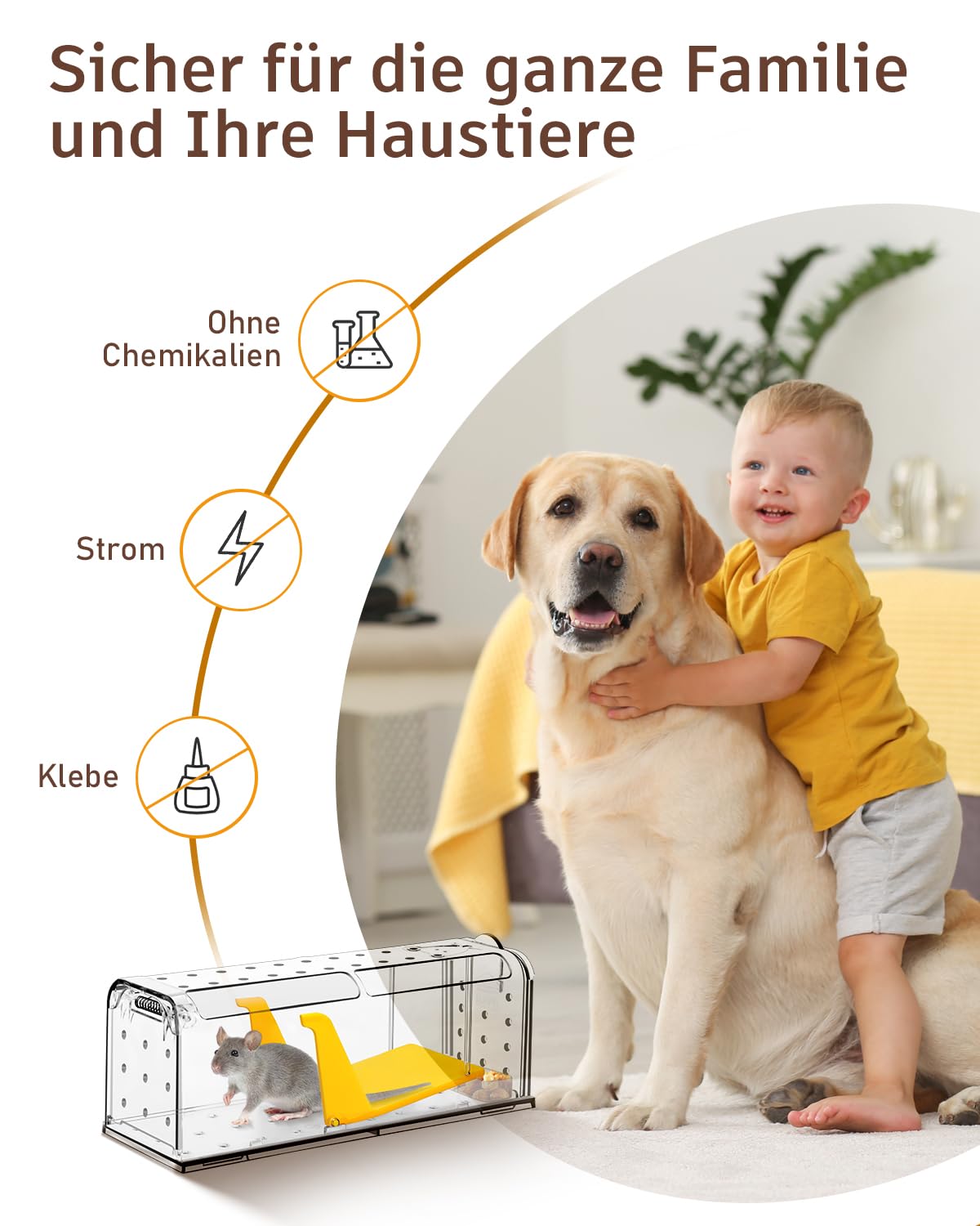 Mausefalle Lebend , Lebendfalle Maus, Wiederverwendbar, Tierfreundliche, Hochsensitive Quick Release, Kontakt mit Mäusen vermeiden - Gartenzubehör