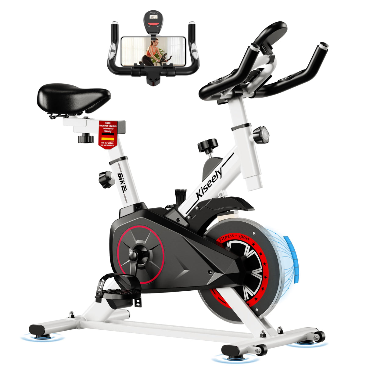Heimtrainer Fahrrad, Leises Fitnessbike mit einstellbarem Magnetwiderstand, Indoor Cycling Bike mit LCD-Display, Ergonomischer Komfortsattel für Home Gym Indoor Cycling