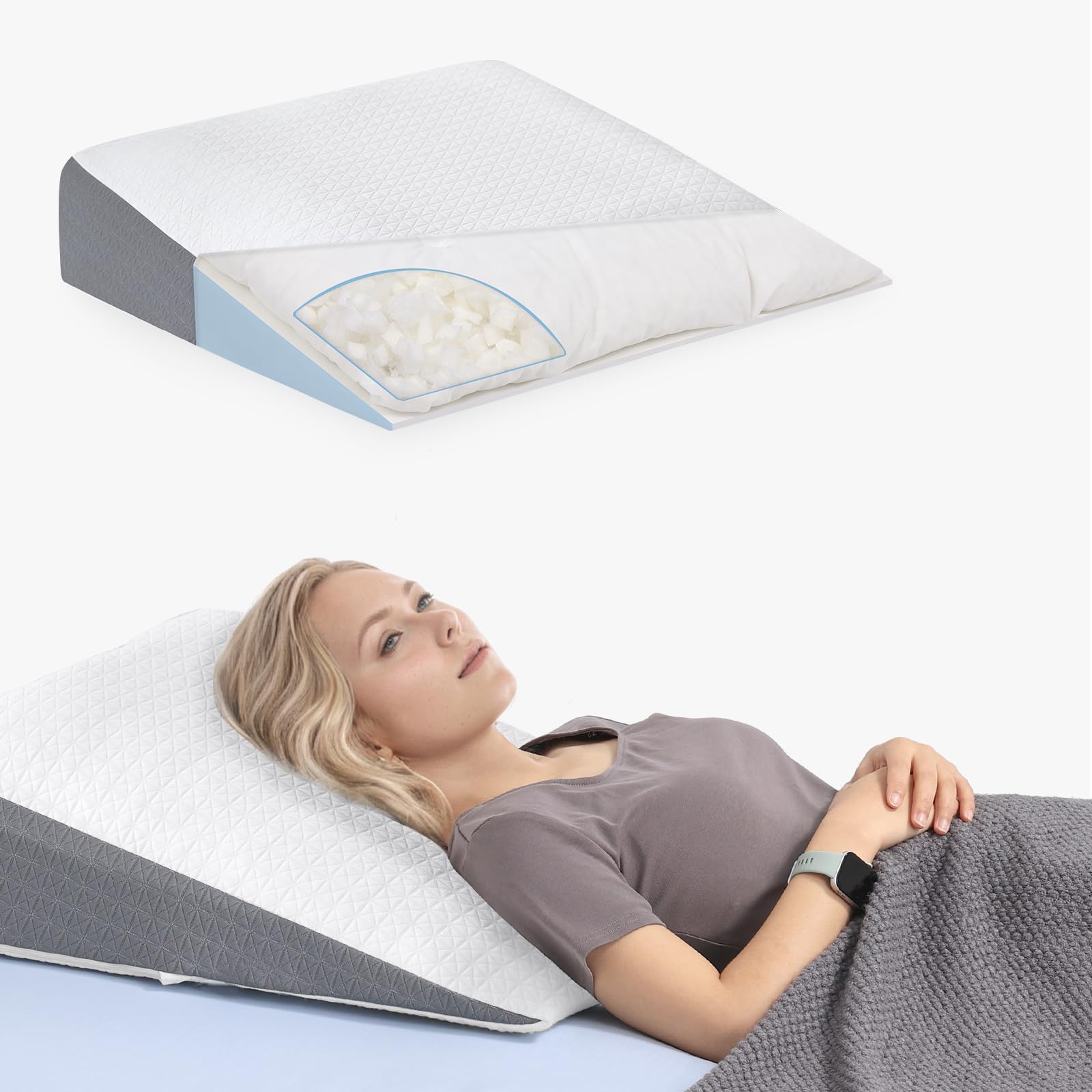 Venenkissen, Legevationskissen aus Memory-Schaum, Beinkissen zur Erleichterung, Positionierungskissen mit abnehmbarer Abdeckung, Doppelschicht-Legkissen zum Schlafen