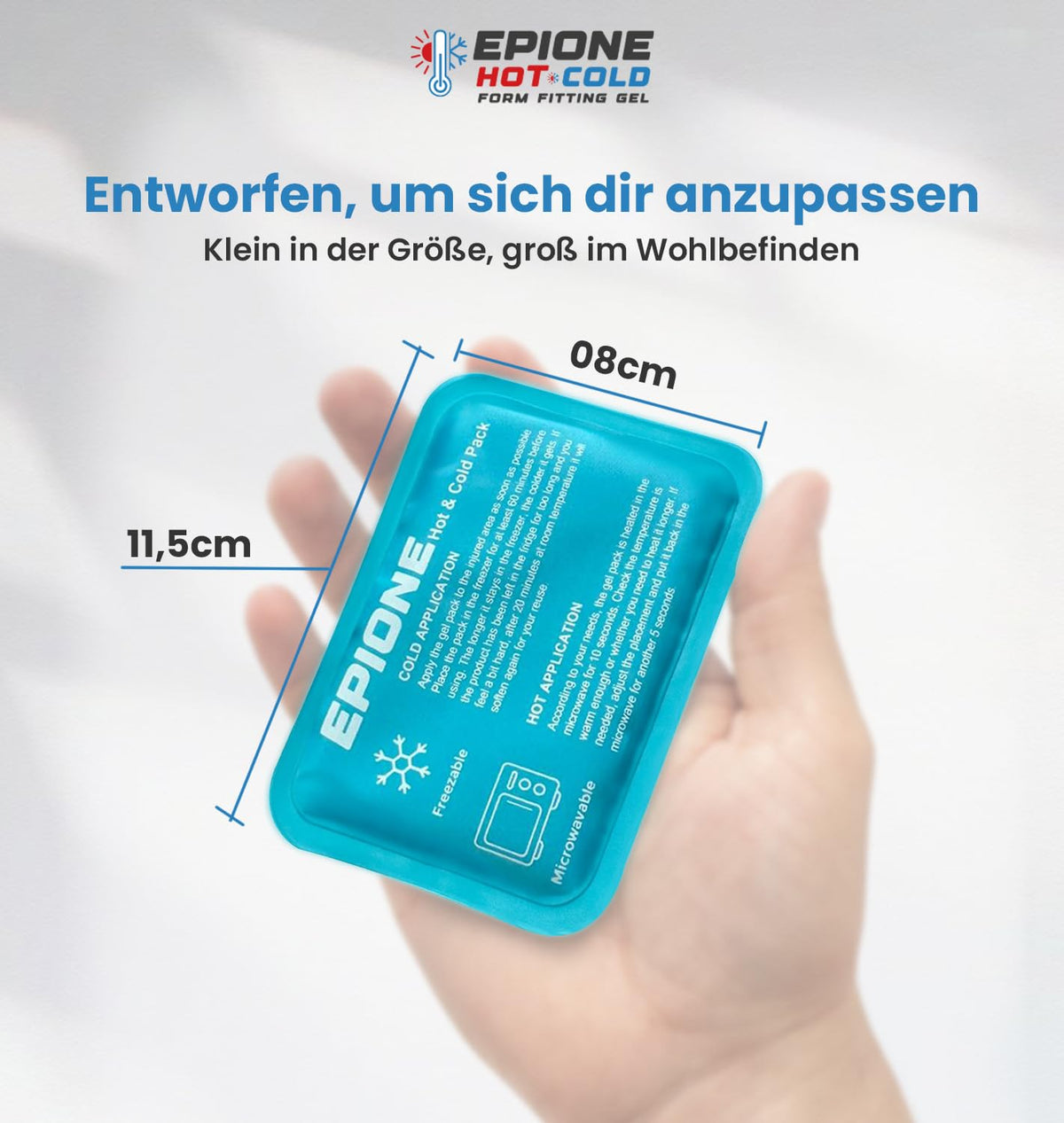 Kühlpads Epione 3XL Gelkissen kalt/warm – mit elastischem Gurt und Stoffhülle – wiederverwendbar zur Schmerzlinderung bei Muskel‑ und Gelenkschmerzen, Verletzungen und Physiotherapie