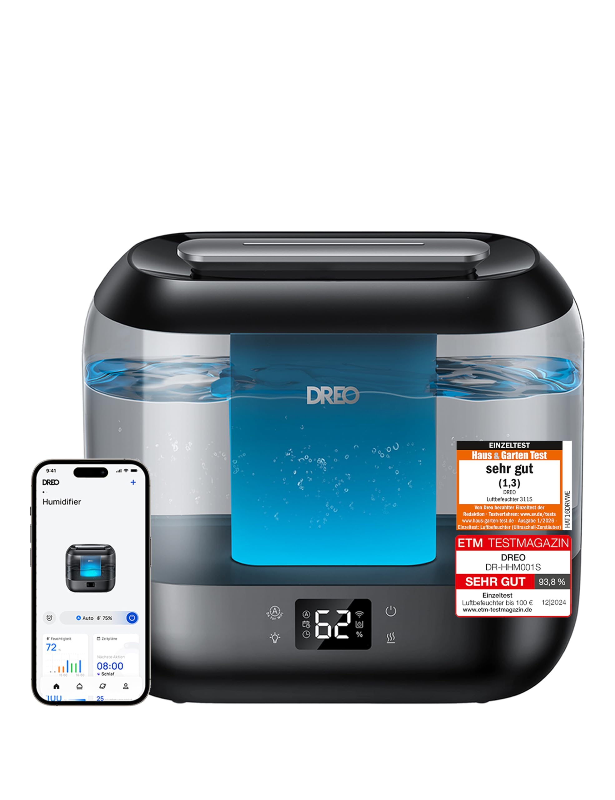 Smart Luftbefeuchter für Schlafzimmer, oben befüllbarer 4L Supergroßer Kühler Nebel Humidifier mit Öl Diffusor und Nachtlicht, 36 Stunden Laufzeit, leiser Ultraschall Luftbefeuchter Zuhause