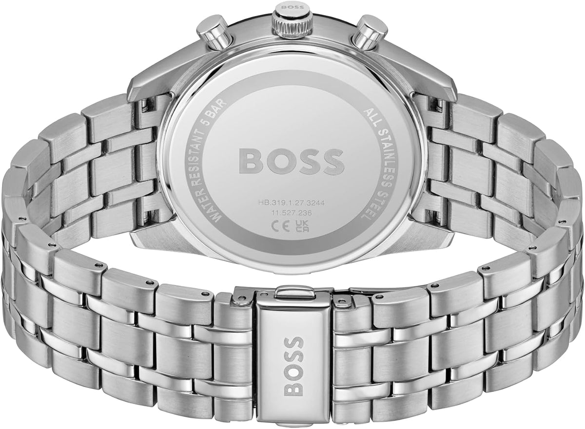 BOSS Multi Zifferblatt Quarz Uhr für Herren Kollektion TOURMASTER mit Silbernes Edelstahlarmband - 1514286