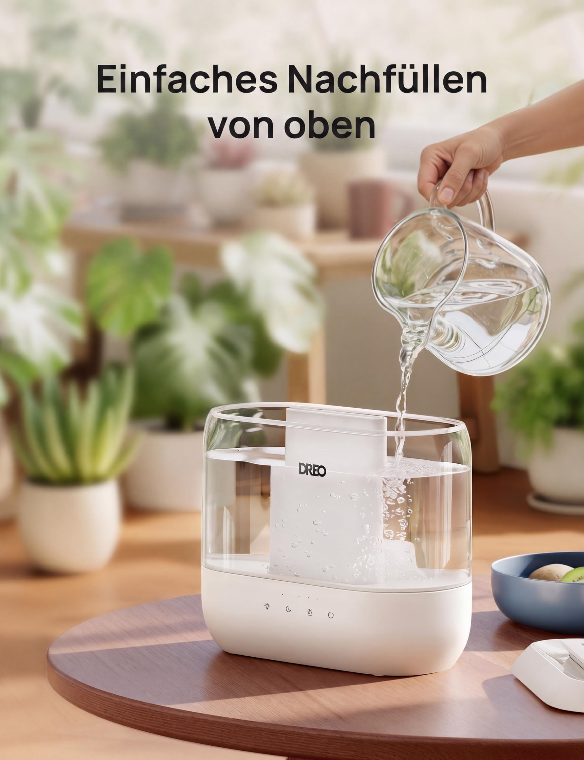 Smart Luftbefeuchter für Schlafzimmer, oben befüllbarer 4L Supergroßer Kühler Nebel Humidifier mit Öl Diffusor und Nachtlicht, 36 Stunden Laufzeit, leiser Ultraschall Luftbefeuchter Zuhause