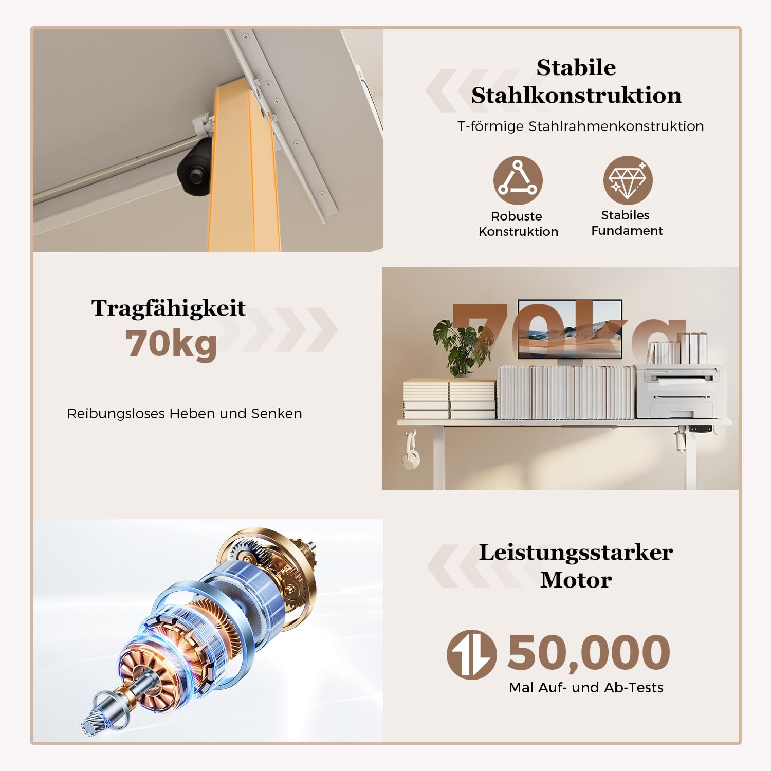 Höhenverstellbarer Schreibtisch mit Doppelschubladen, Elektrisch Höhenverstellbarer Schreibtisch, Sitz-Steh-Computertisch, Ergonomischer Stehschreibtisch