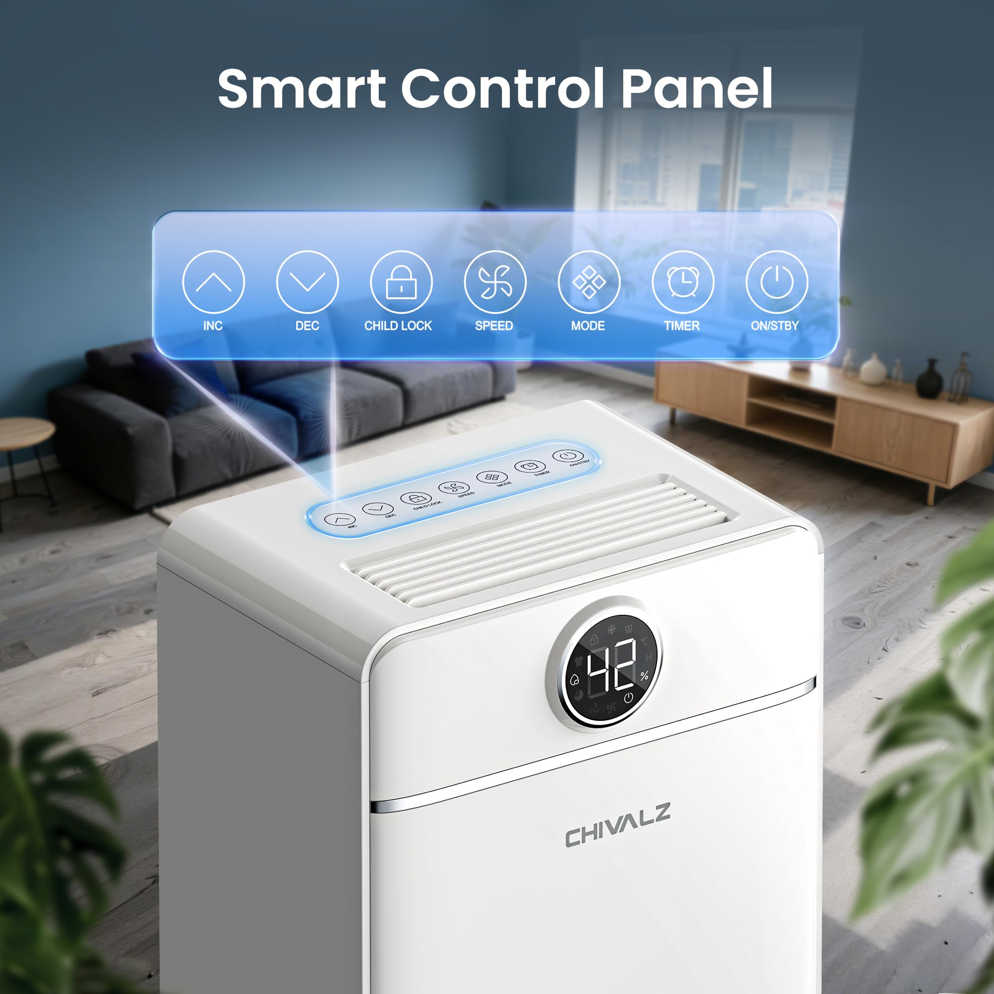 Luftentfeuchter Elektrisch, Auto Raumentfeuchter Elektrisch 30m²/120m³, Raumentfeuchter mit 3 Betriebsmodi, 24H Timer, Automatische Abtauung, Energieeinsparung - Geeignet für Keller, 1 Pack