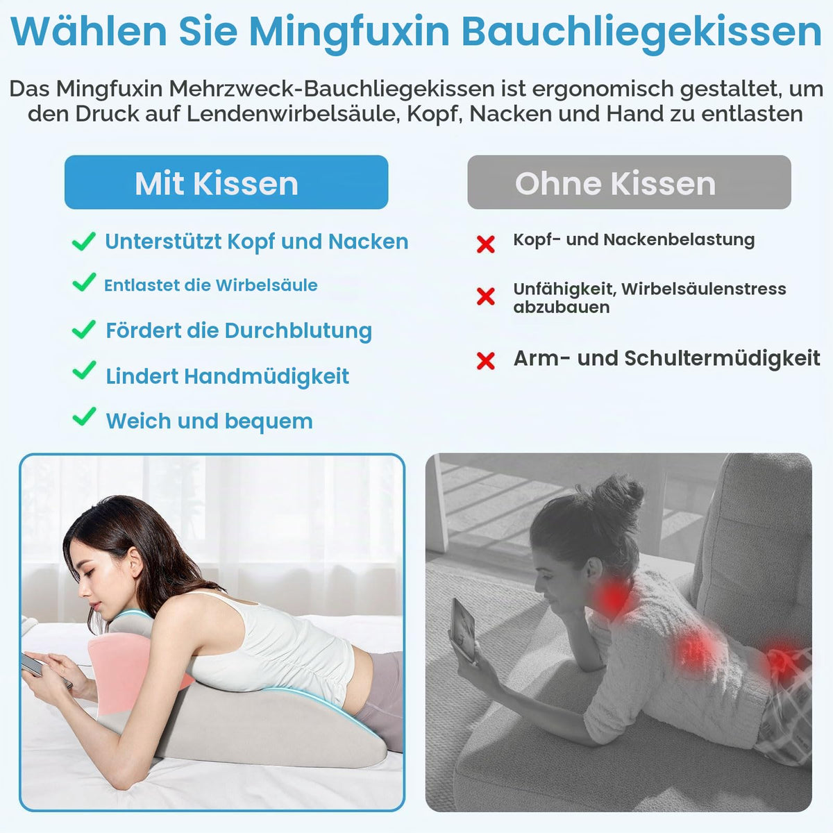 Keilkissen, Lesekissen Entspannungskissen für Bett, Sofa und Boden
