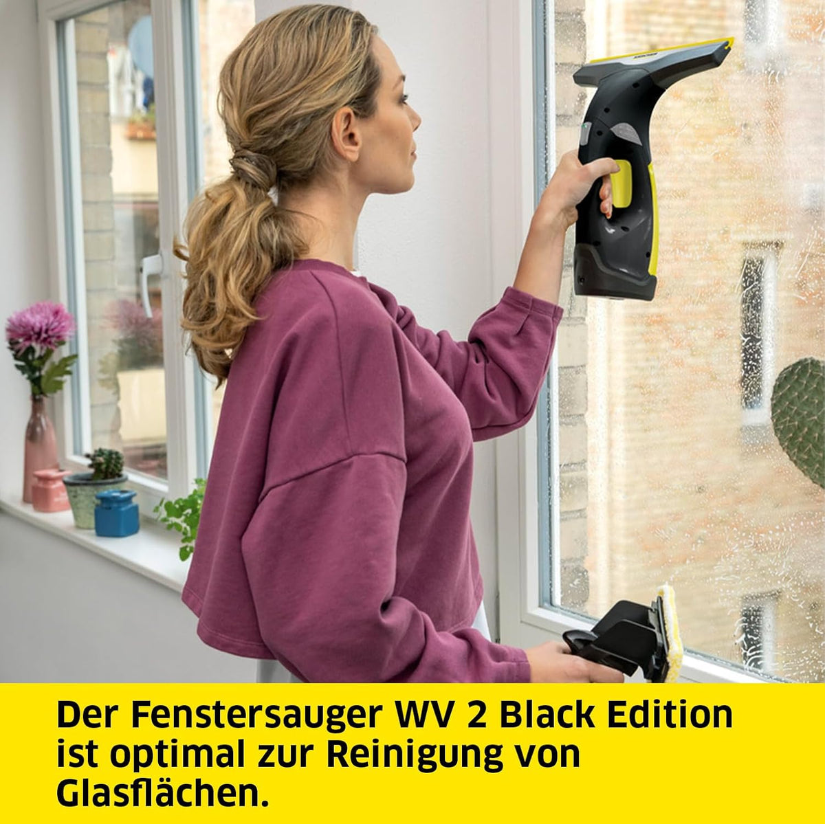 KÄRCHER Akku Fenstersauger WV 2 Black Edition, Akkulaufzeit: 35 min