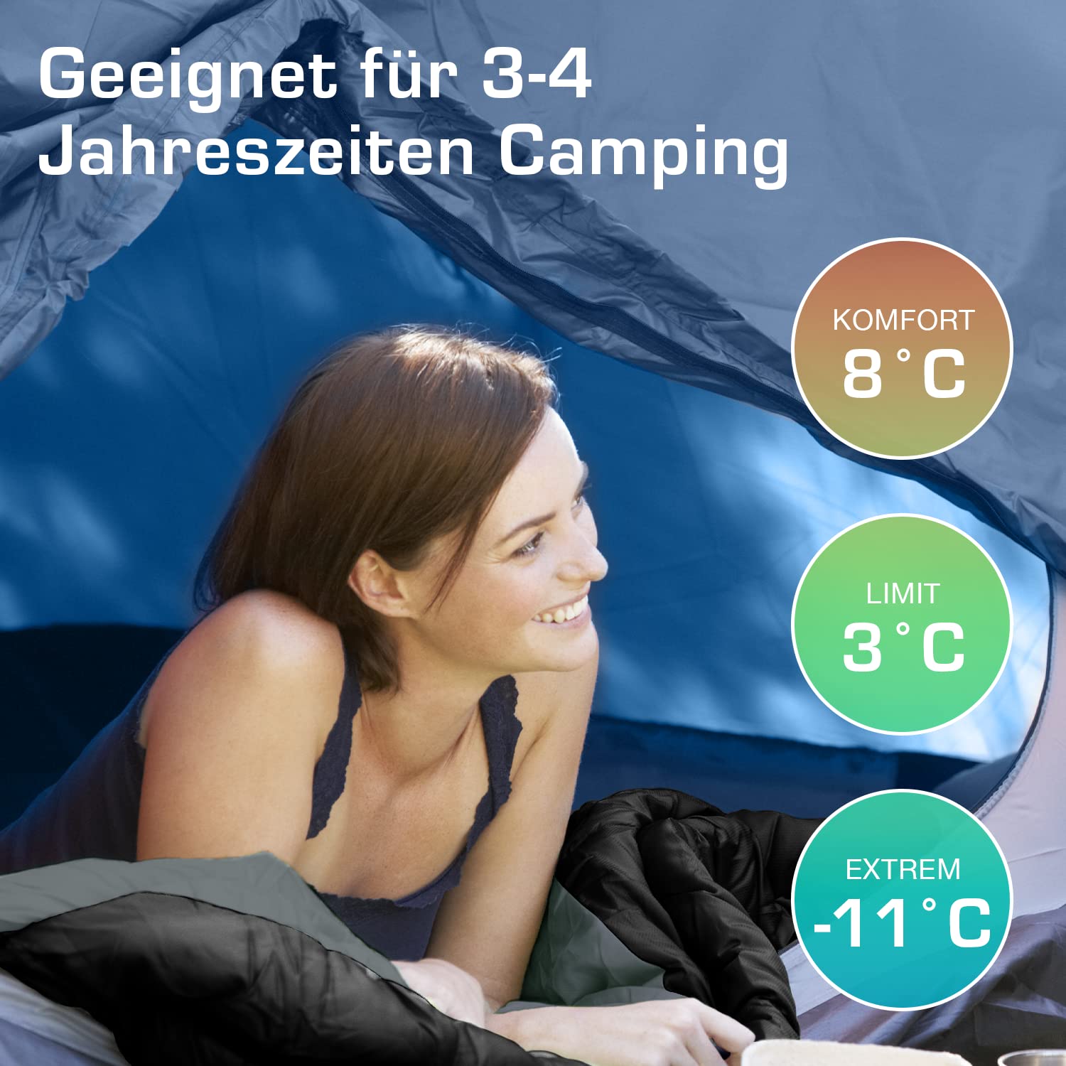 Active Era Premium Mumienschlafsack 250 GSM, Schlafsack Winter & Sommer, 0°C bis 15°C, Indoor und Outdoor Camping, Festivals, Sleeping Bag Wasserabweisend, Ultraleicht, Kleines Packmaß