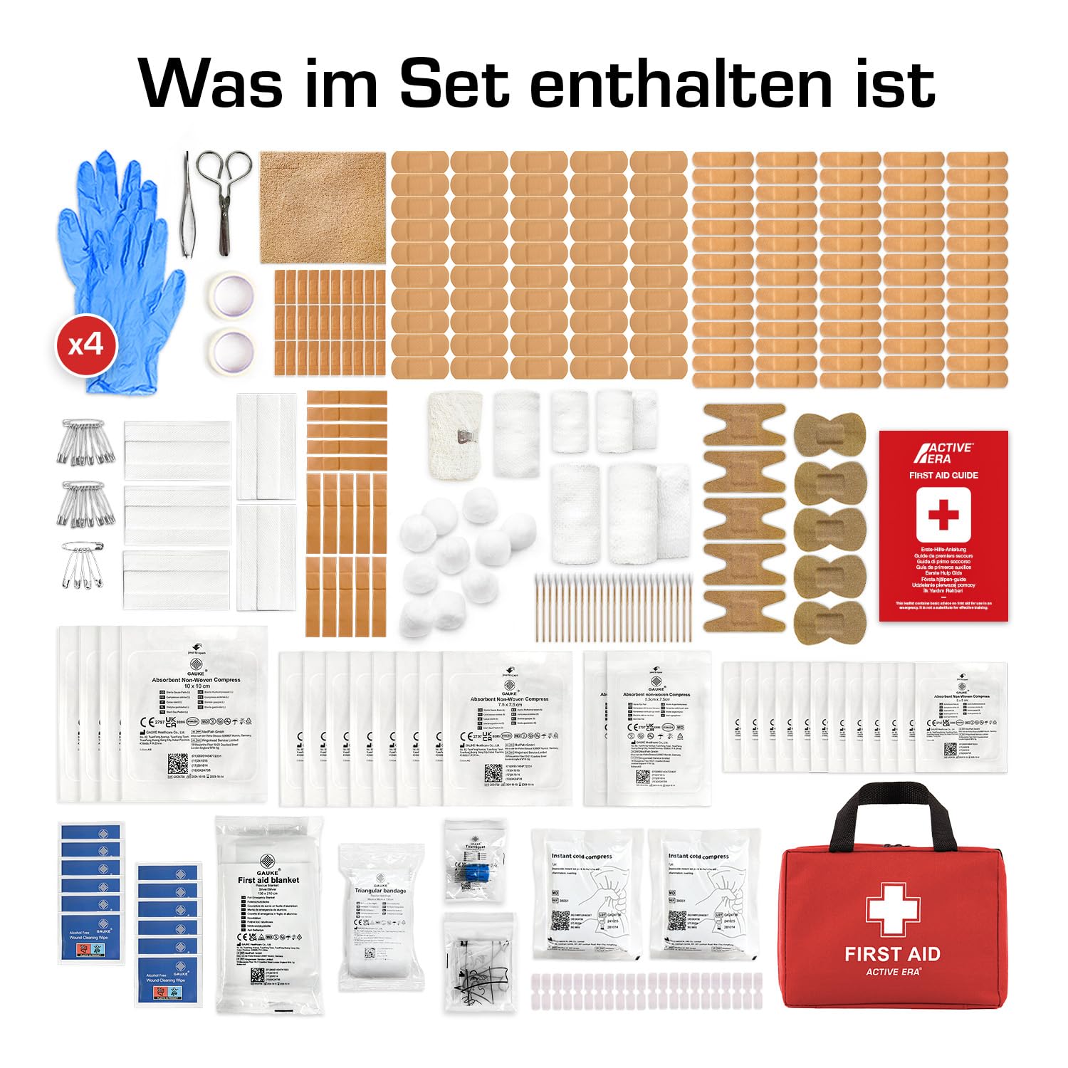 Active Era Premium Erste-Hilfe-Kit - 120-teilige Erste-Hilfe-Kit - Notfallausrüstung einschließlich Kühlpackungen, Pflaster, Rettungsdecke für zu Hause, Reisen oder als Erste-Hilfe-Kit im Freien - ISO 13485