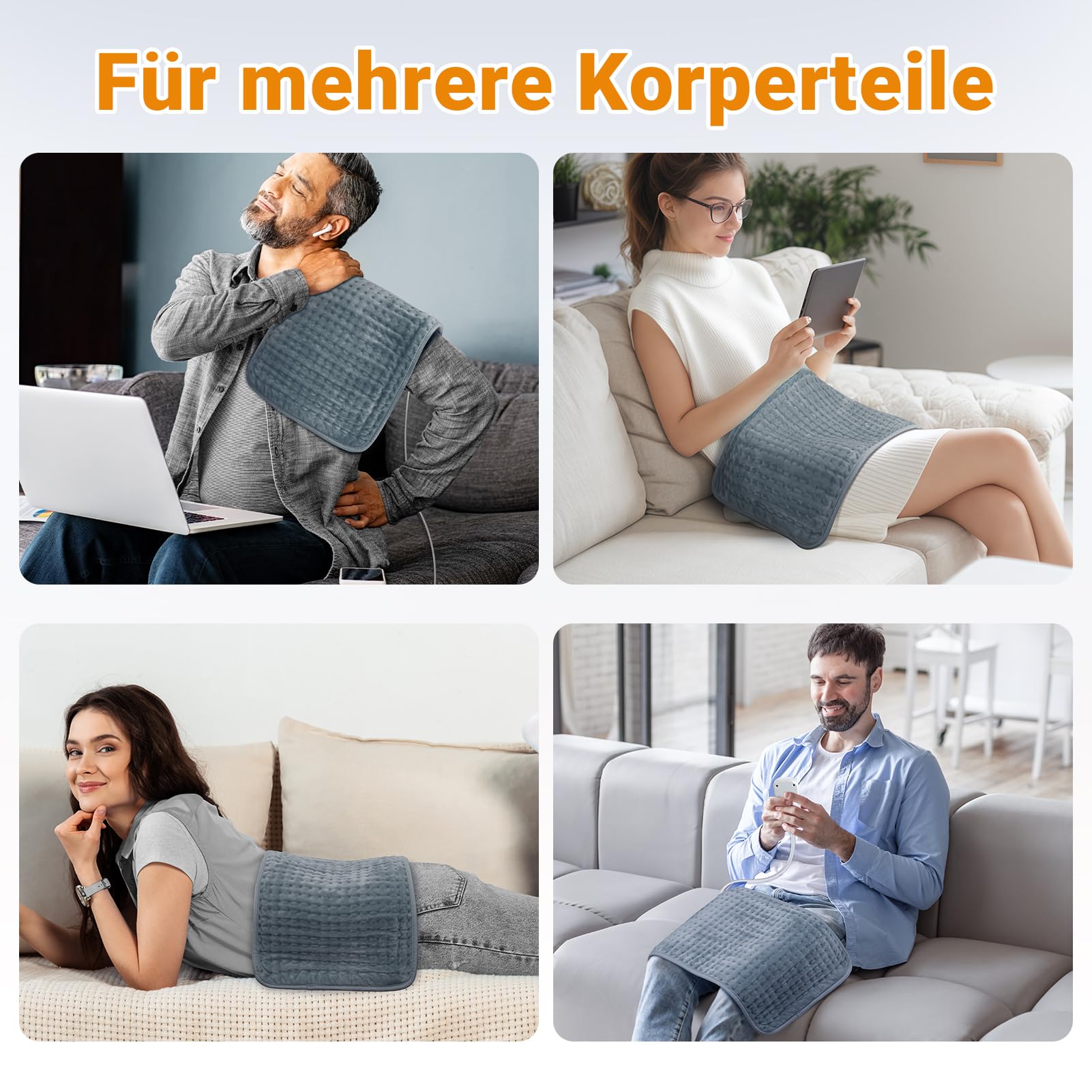 Ultraweiches Heizkissen mit automatischem Ausschalten, elektrisches Heizkissen mit Sicherheitssystem für Rücken, Hals, Schultern, Bauch, maschinenwaschbare Heizdecke (30 x 60 cm)