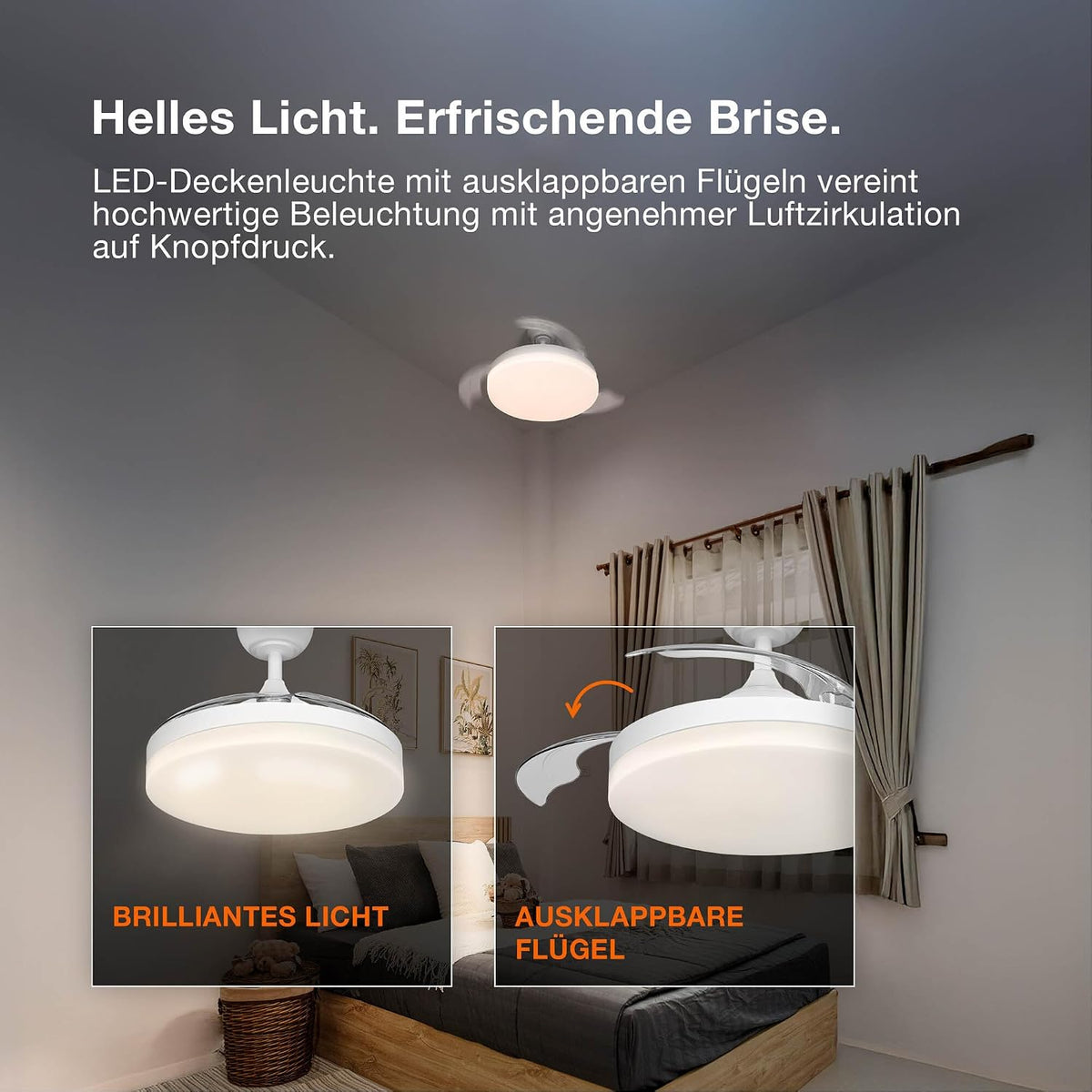 Osram LED-Deckenventilator Weiß, leise, Fernbedienung | Ceiling fan Sudestada, Ceiling Fans with Lighting, Weiß, 450 mm dia, 50000 h, 1-Pack