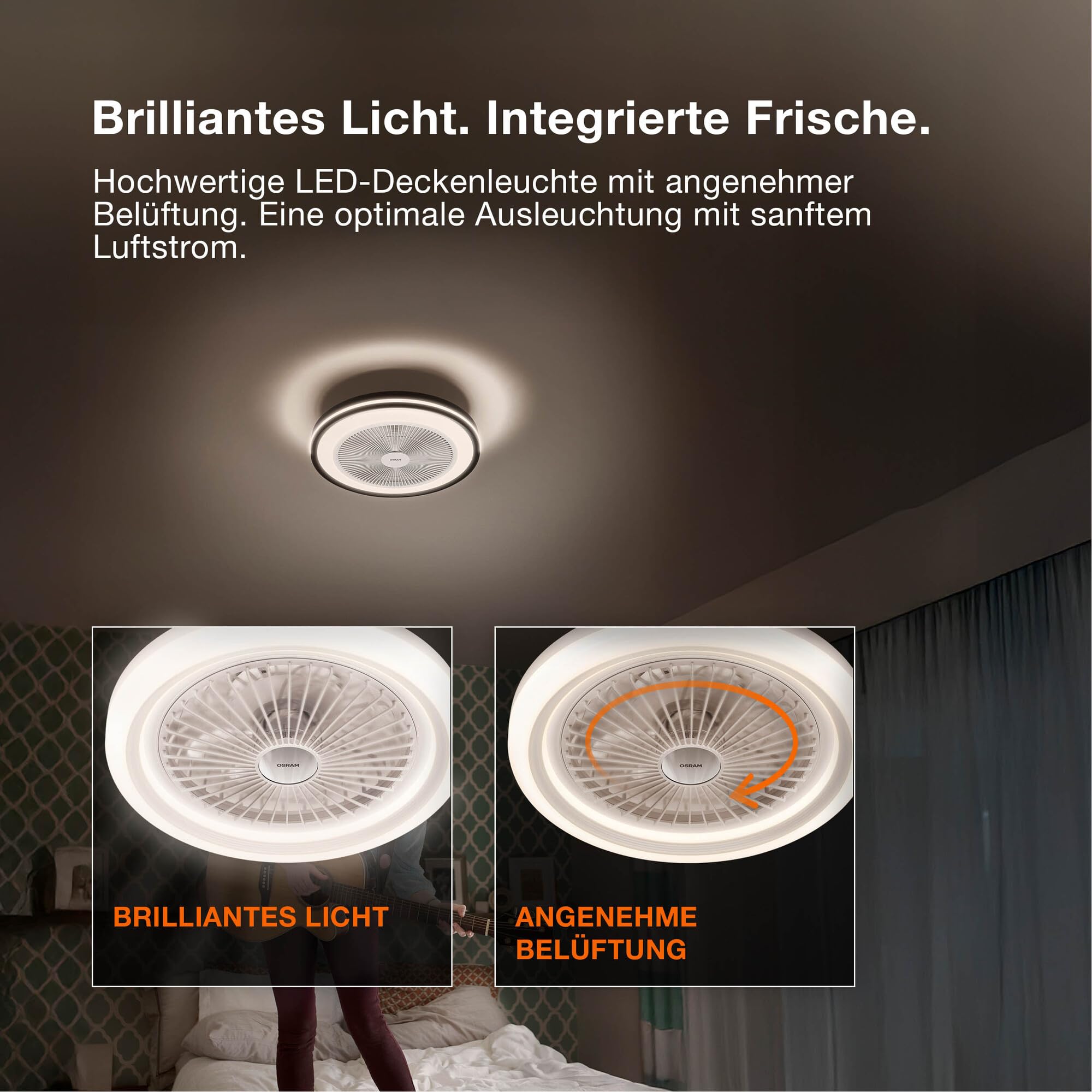 LED-Deckenventilator Caju, 48W, CCT, Holzoptik, IP20, für den Innenbereich, 6 Geschwindigkeitsstufen, steuerbar per Fernbedienung,