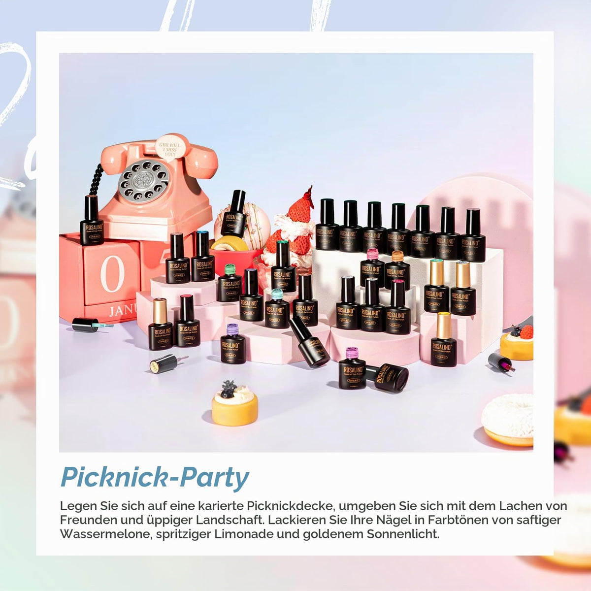 UV Nagellack Set Weiß Rosa Violett Rot Grün Blau Gel