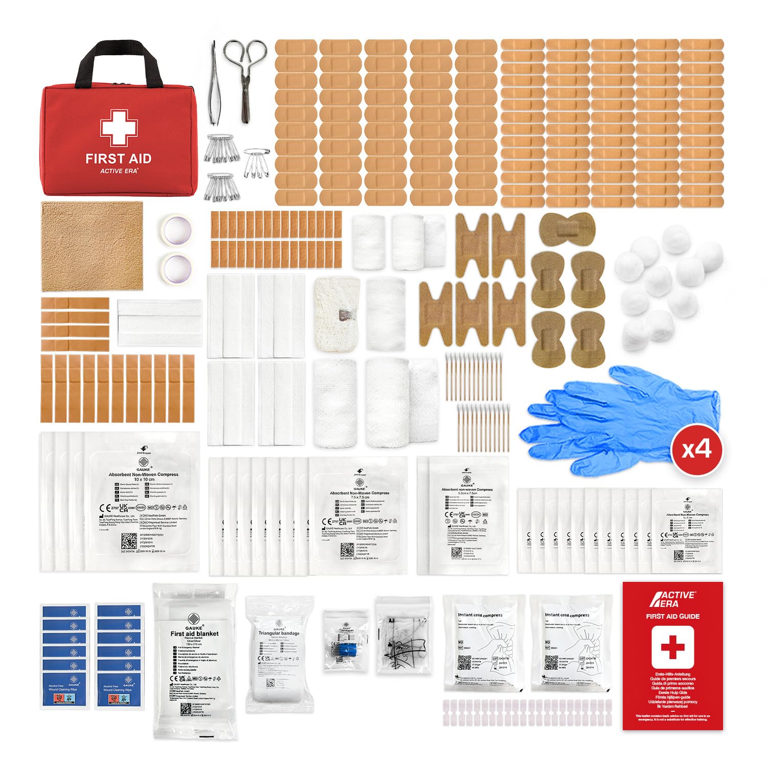 Active Era Premium Erste-Hilfe-Kit - 120-teilige Erste-Hilfe-Kit - Notfallausrüstung einschließlich Kühlpackungen, Pflaster, Rettungsdecke für zu Hause, Reisen oder als Erste-Hilfe-Kit im Freien - ISO 13485