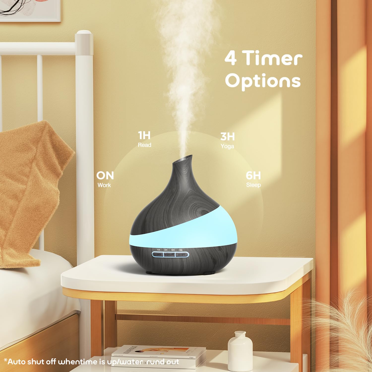 500 ml Aroma Diffusor, Upgrade Diffusor für große Räume, Aromatherapie Diffusor mit Fernbedienung, 4-Timer-Einstellungen, 14 Farben, LED, Automatische Abschaltfunktion