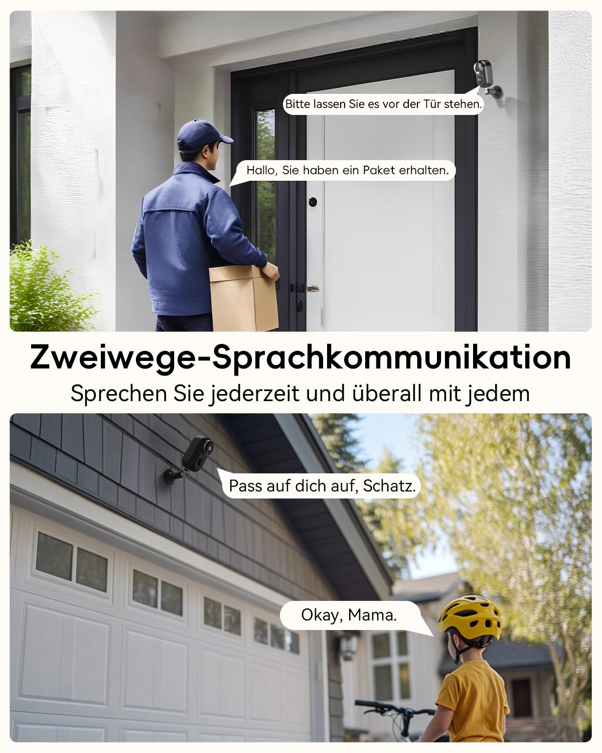 Überwachungskamera Aussen Akku, 2K Kabellose Outdoor WLAN IP Kamera mit PIR Bewegungsmelder, IR Nachtsicht, IP66 Wasserdich, 2-Wege Audio, Cloud/SD Storage, Sirenenalarm