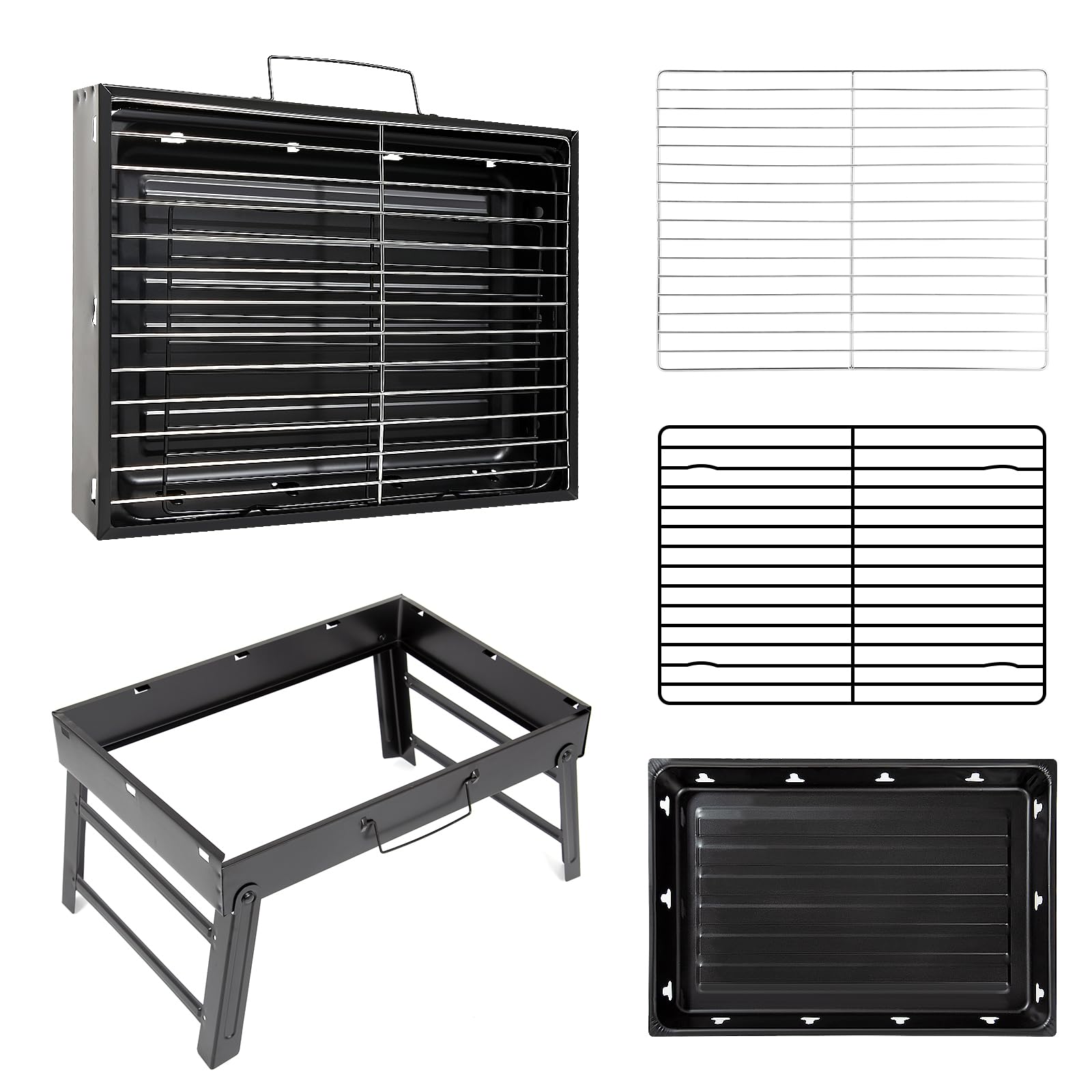 Holzkohlegrill Picknickgrill Edelstahl Kleiner Grill Portabler Campinggrill Abnehmbare BBQ Grills für Outdoor Garten Party