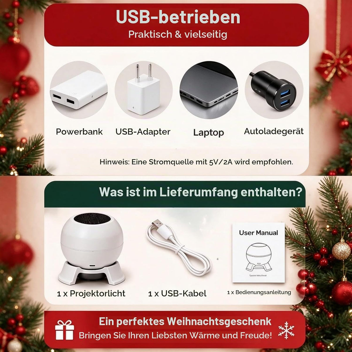 Magical Christmas Projection Night Light, Weihnachtsprojektor (1PCS)