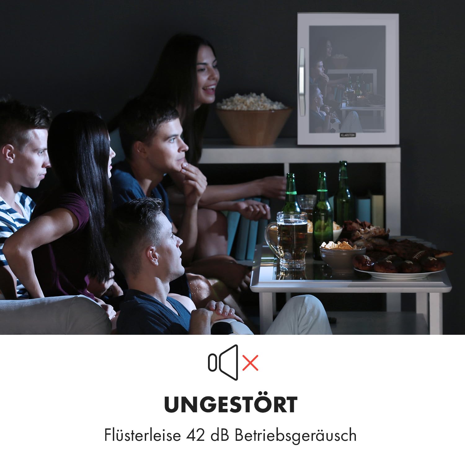 Beersafe Getränkekühlschrank 60 L – Mini Kühlschrank mit Glastür, Kupfer | LED-Beleuchtung, herausnehmbare Metallablagen, leise, Flaschenkühlschrank für Getränke & Dosen