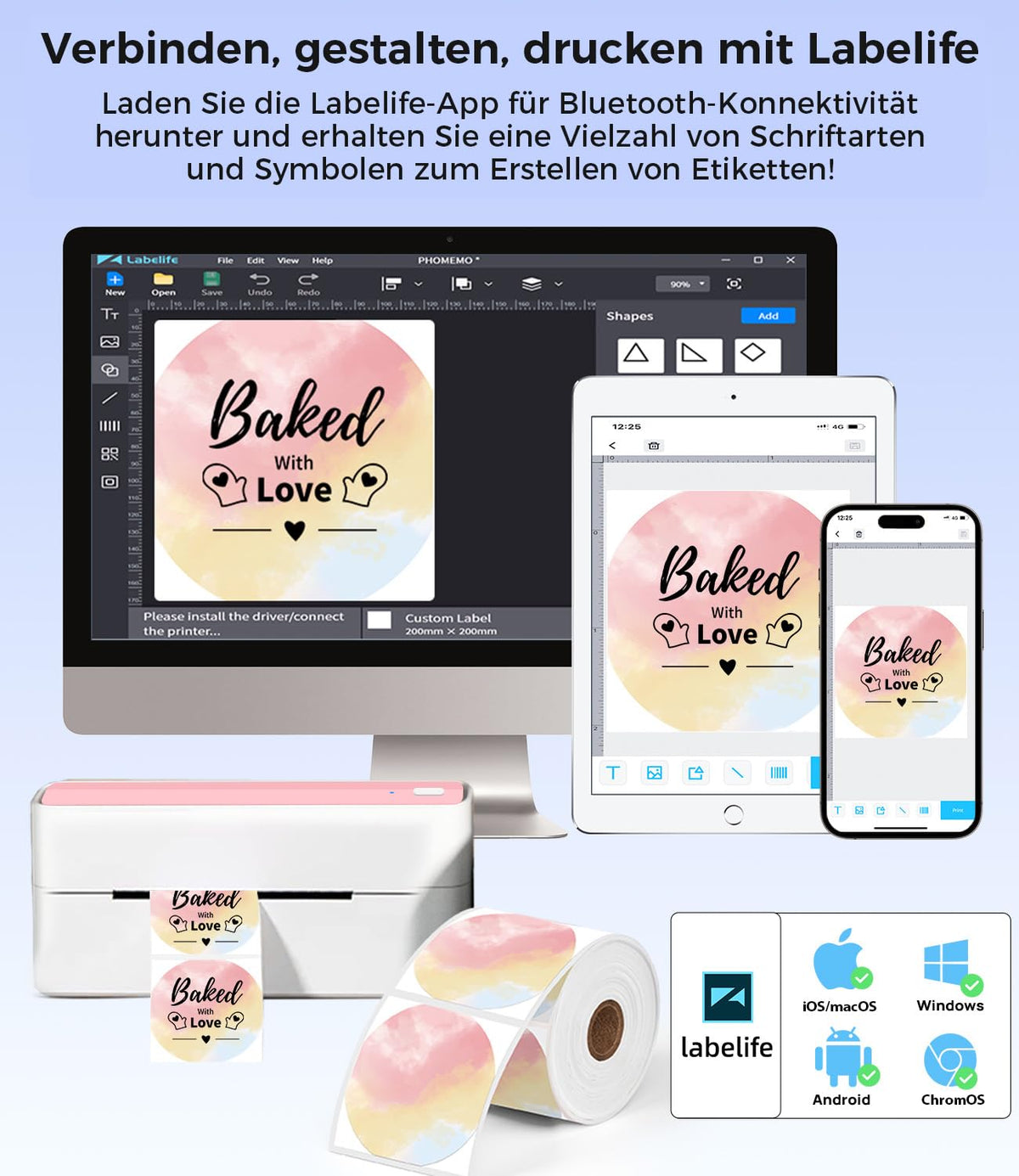 Bluetooth DHL Etikettendrucker, Label Printer - Thermodrucker