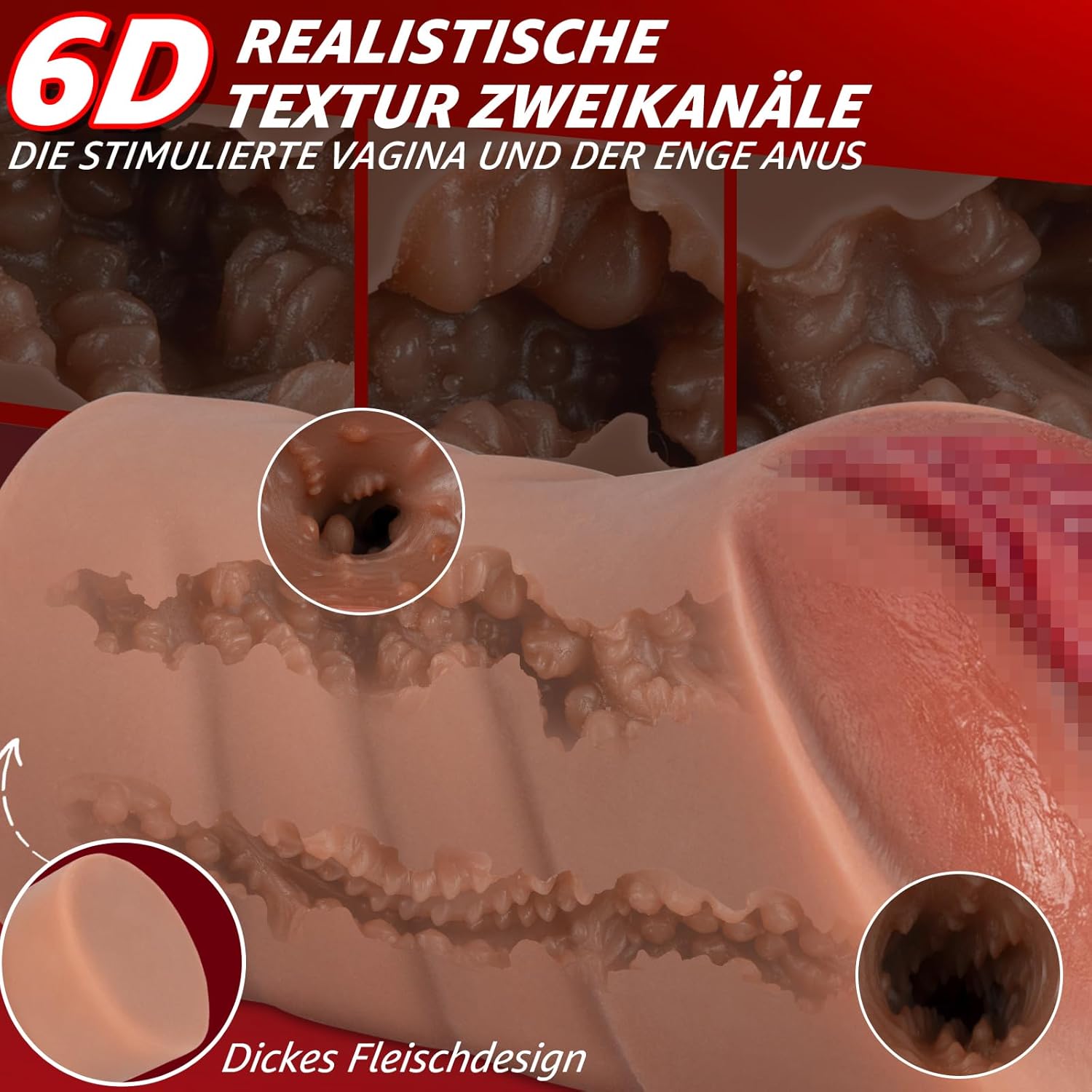 Realistische Masturbator Pocket Pussy Silikon Masturbieren Sexspielzeug mit 6D Clitoris Double Channel Masturbator Groß für Männer 2 in 1 Erotisches Sexspielzeug für Männer Solo