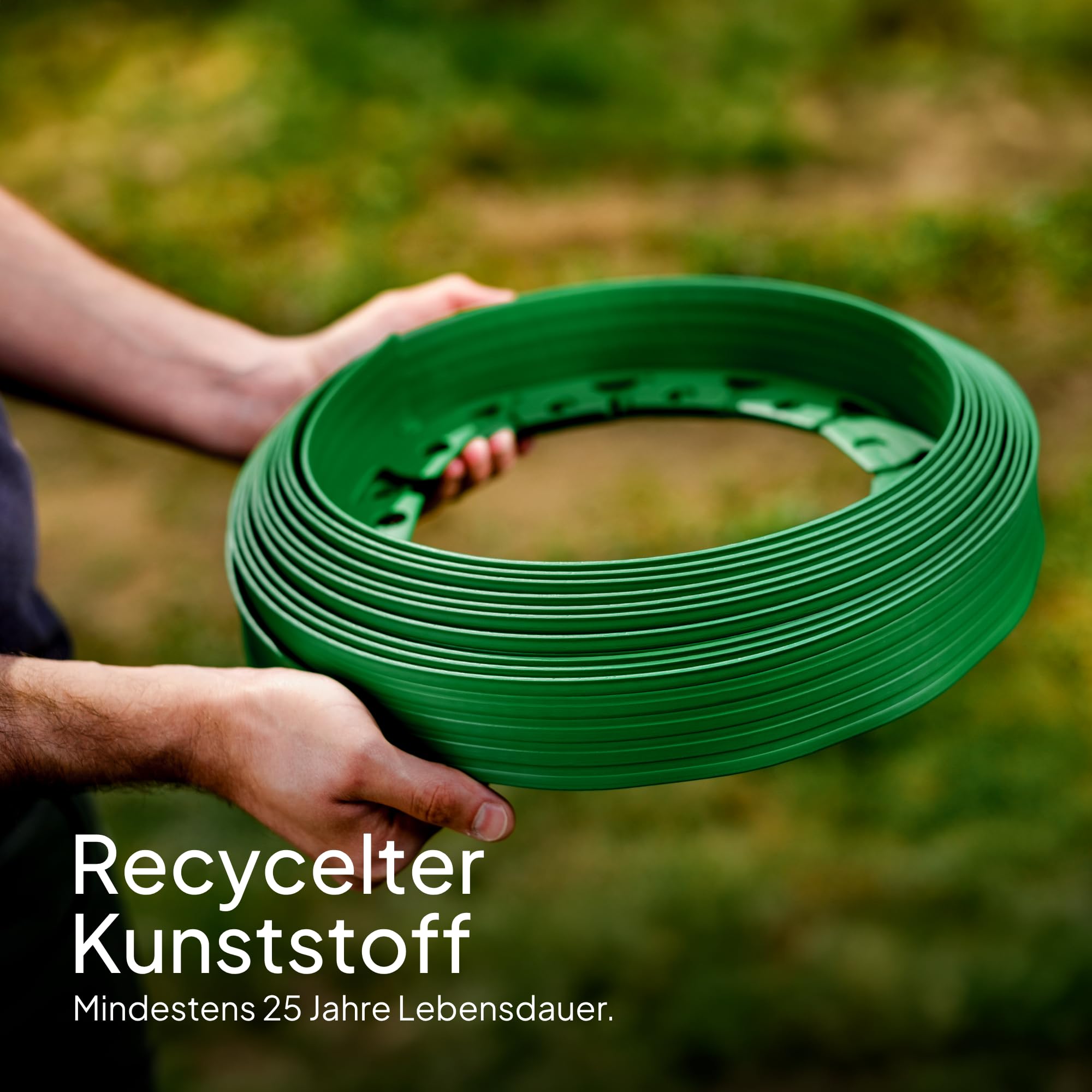 Flexible Rasenkante Kunststoff - Unsichtbare Raseneinfassung aus recyceltem Plastik - Leicht zu verarbeiten