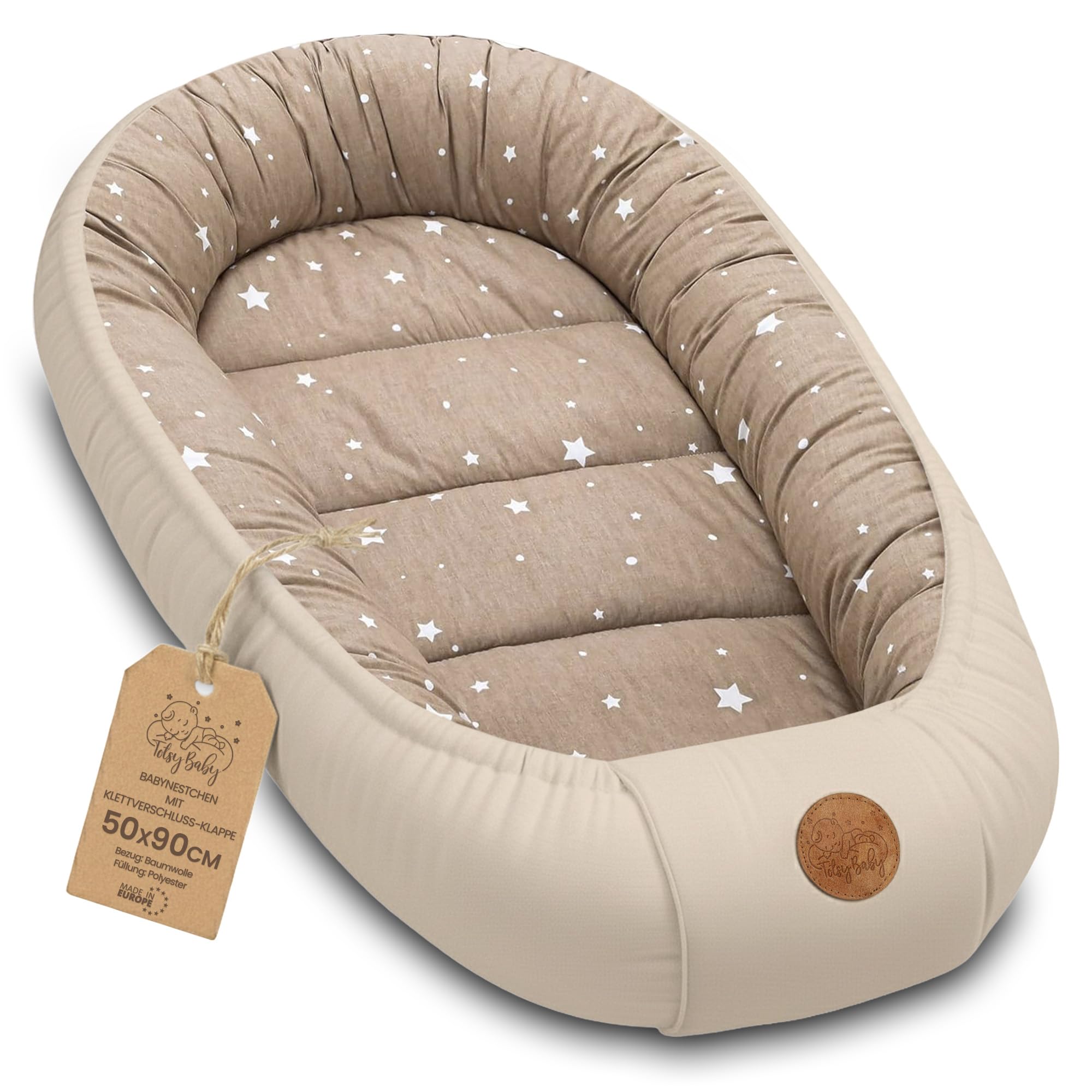 Babynest Babynestchen Neugeborene 90 x 50 cm baby nestchen tragbar nest für bett kinder kuschelnest coccon für Jungen und Mädchen