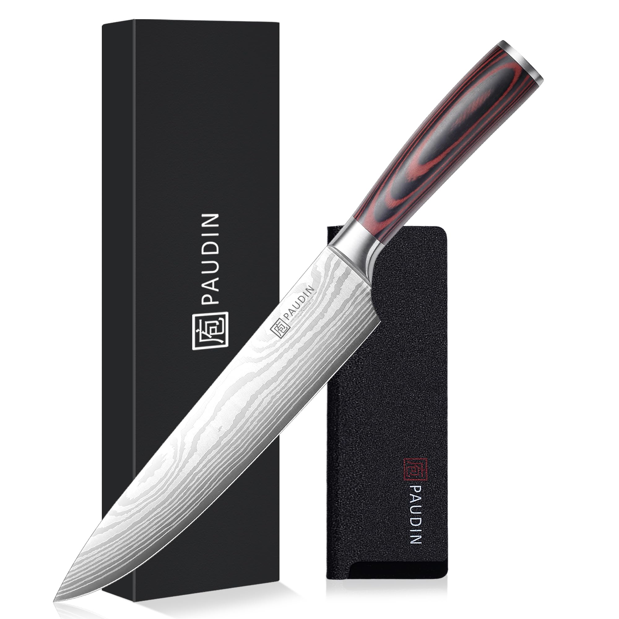 Küchenmesser-Set, 5-teiliges Küchenmesser-Set aus hochwertigem Kohlenstoff-Edelstahl, Ultra Sharp Messer-Set mit Kochmesser, Hackmesser, Nutzmesser