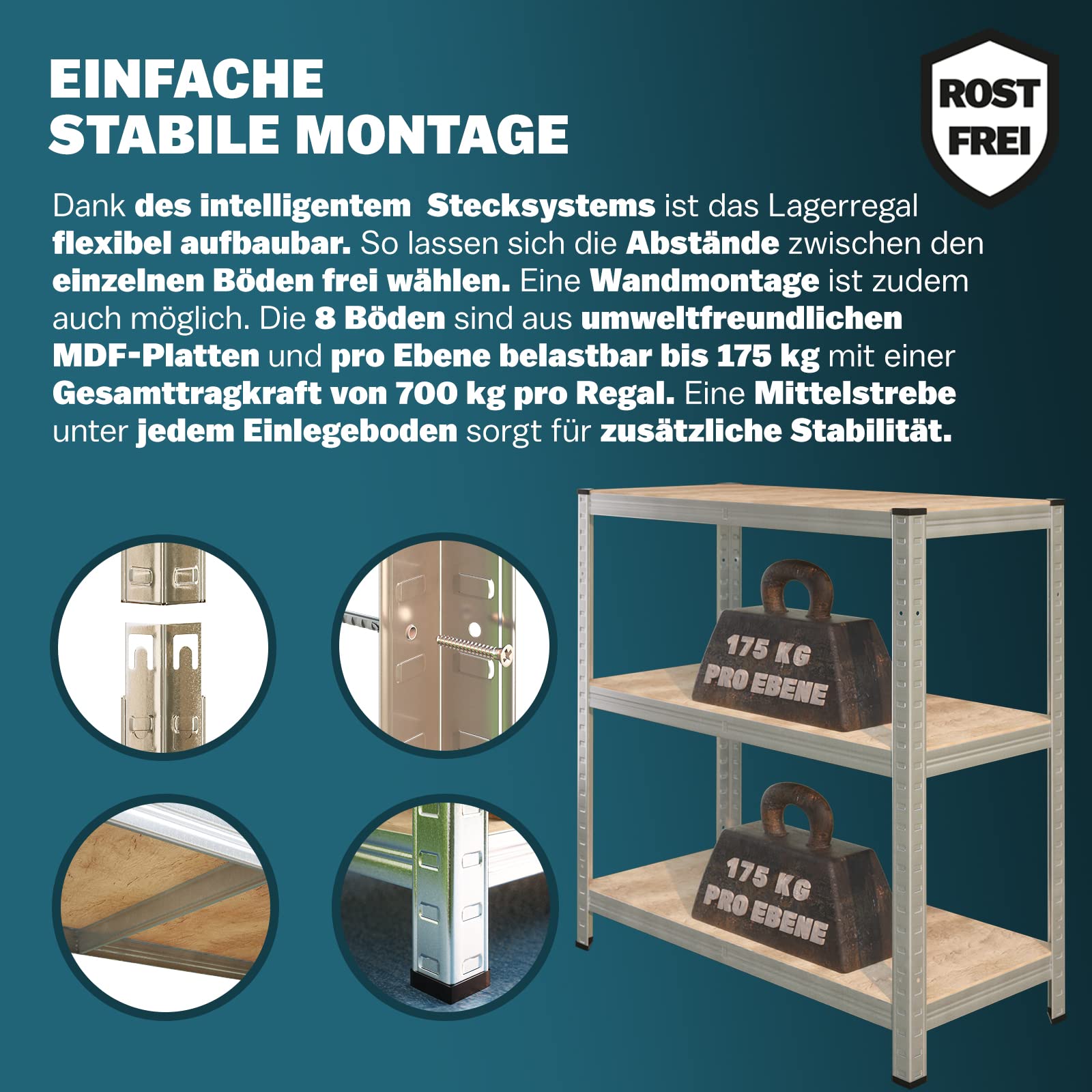 2er Set Schwerlastregal 180x90x40cm