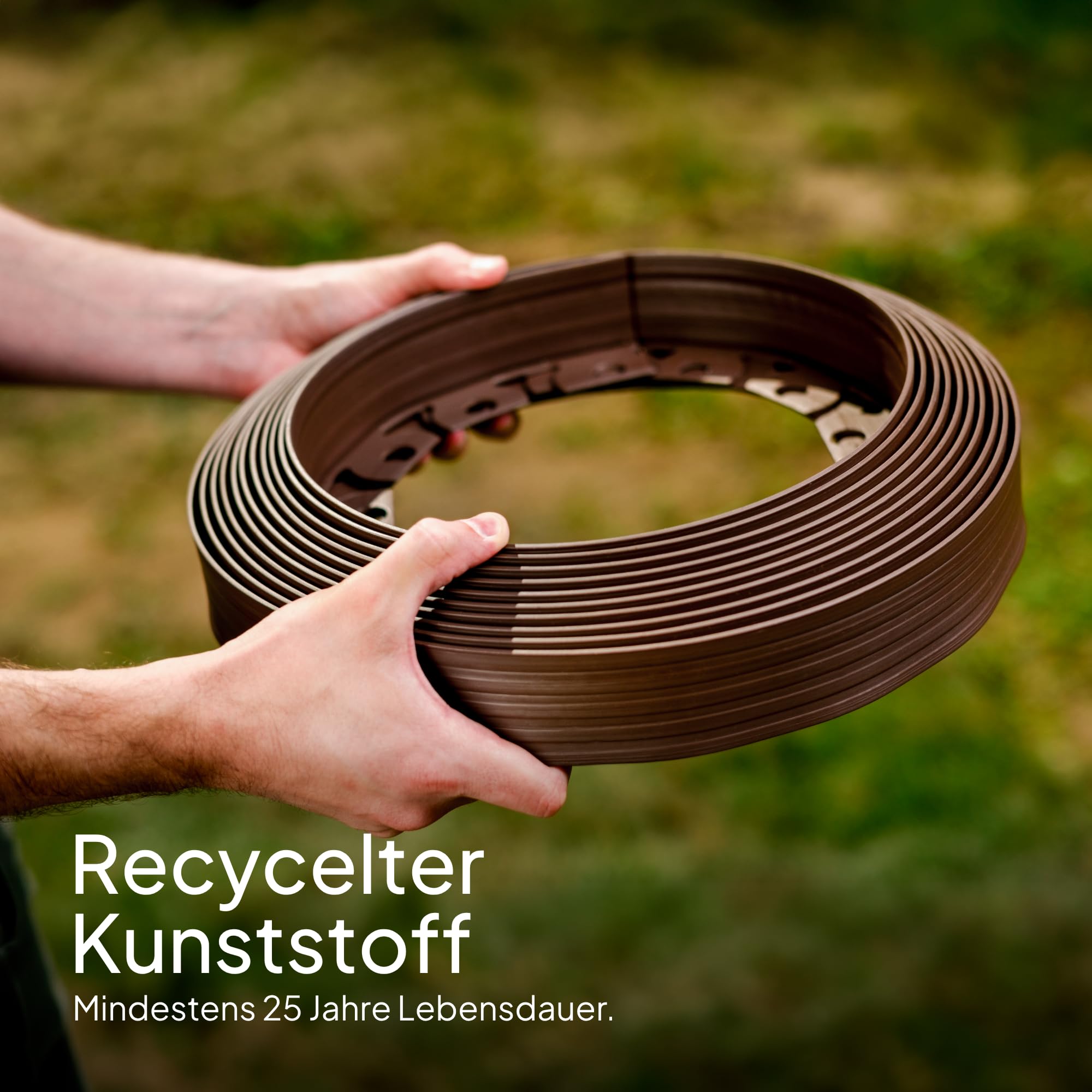 Flexible Rasenkante Kunststoff - Unsichtbare Raseneinfassung aus recyceltem Plastik - Leicht zu verarbeiten