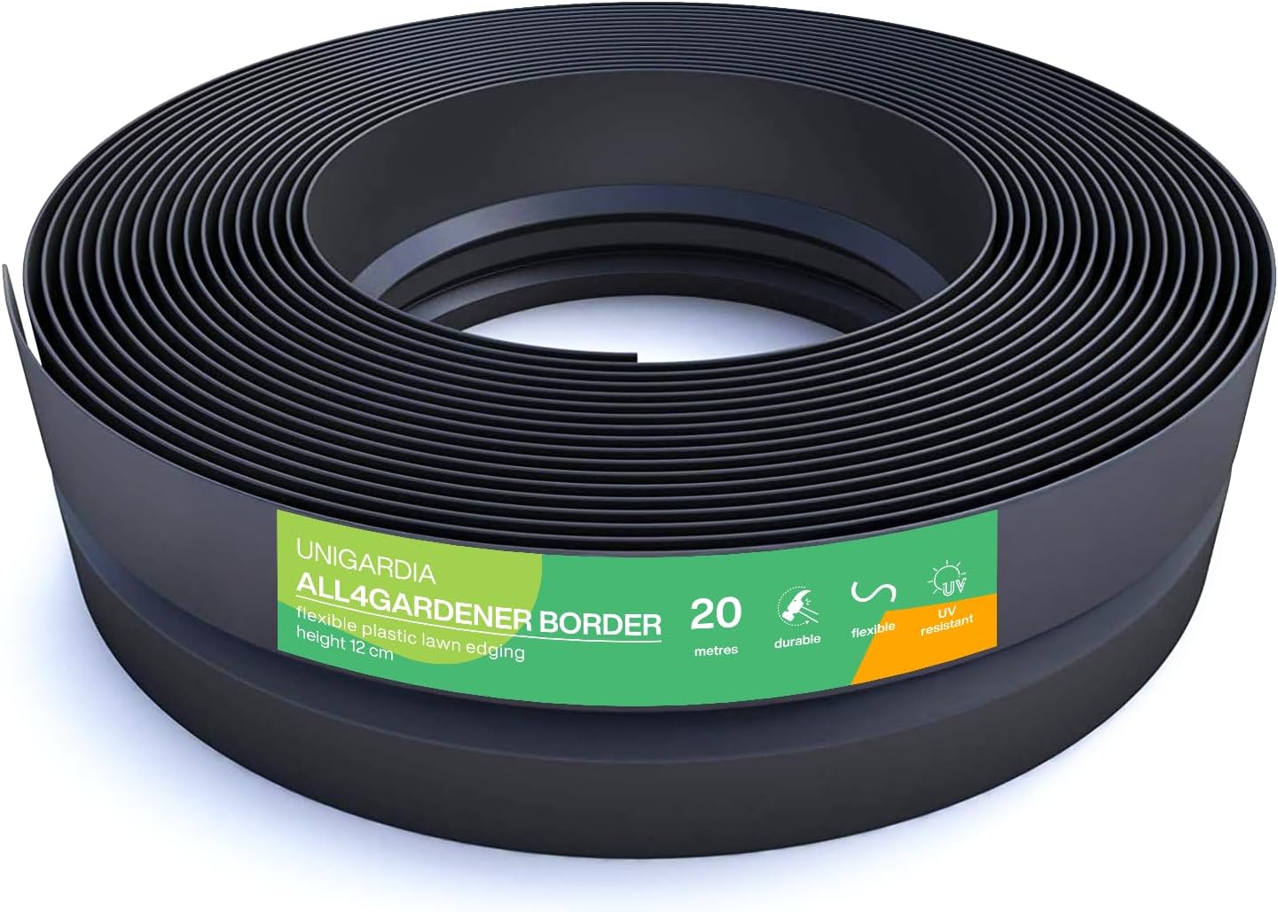 Flexible Rasenkante Kunststoff - Robustes Stay-in-Place Design - Sehr Gut zu Verarbeiten, Min. 30 Jahre Lebensdauer, Unsichtbar - Beeteinfassung aus 100% recyceltem Plastik