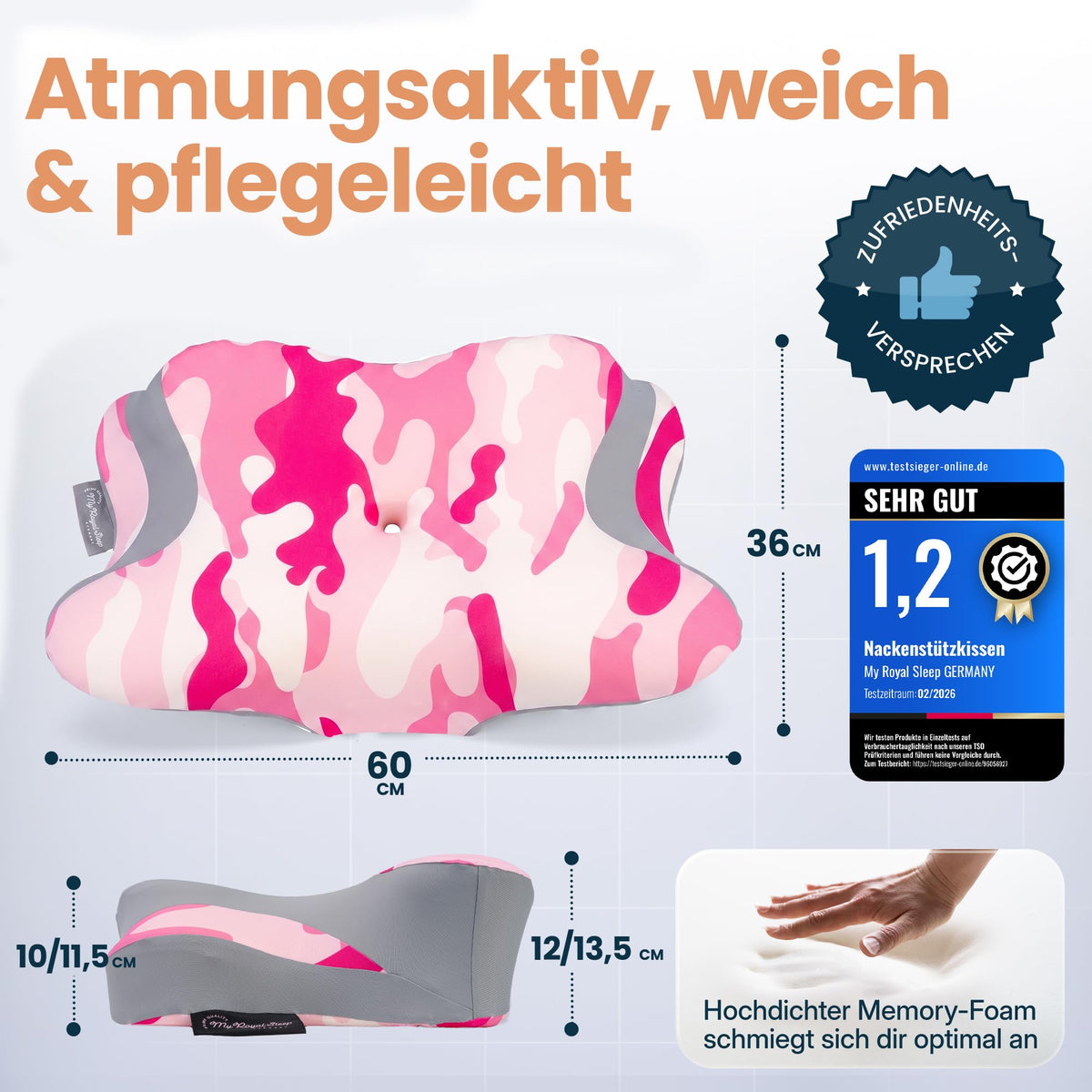 Nackenkissen – Ergonomisch - Höhenverstellbar -Seitenschläferkissen Nackenstützkissen Rückenschläferkissen Memory Foam Kopfkissen – Natürliche Nackenhaltung