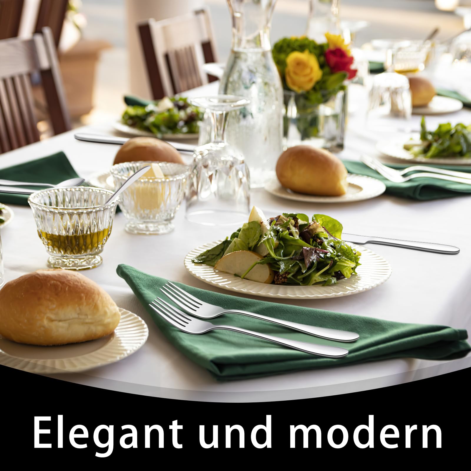 36-teiliges Besteckset aus Edelstahl mit Steakmesser, Besteckset für 6 Personen, elegantes Besteckset mit Messer, Gabel, Löffel, Besteck für Zuhause/Party/Restaurant, Geschirrspüler geeignet