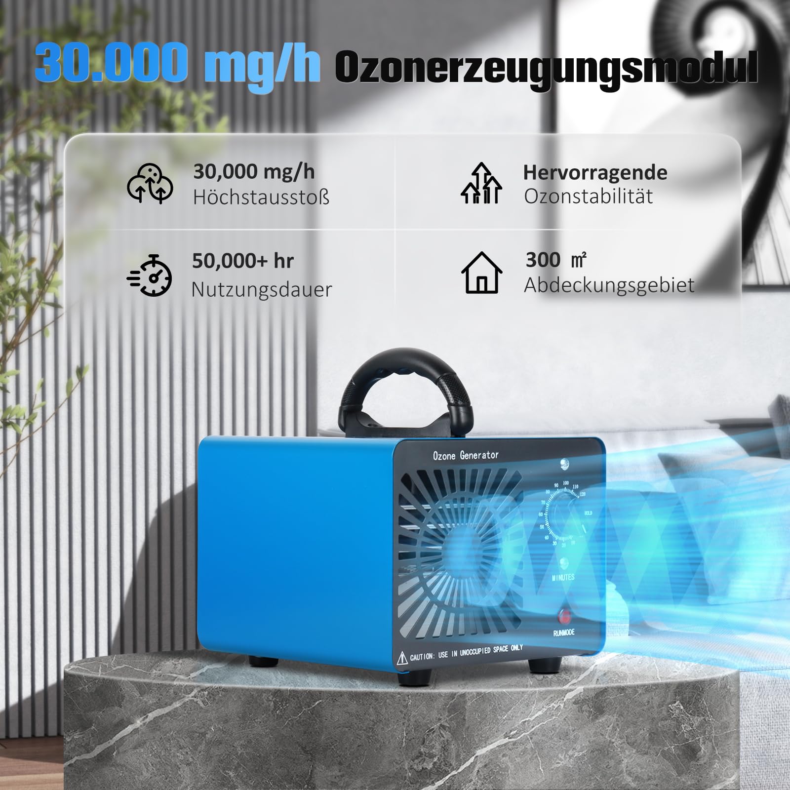 Ozongenerator - Ozon Luftreiniger Ozongerät bis zu 400㎡,120-Minuten-Timer,O3 Ozonisator für Auto Garagen Wohnung Hotels Küche und Haustiere,Reinigen Gerüche/Verschmutzung