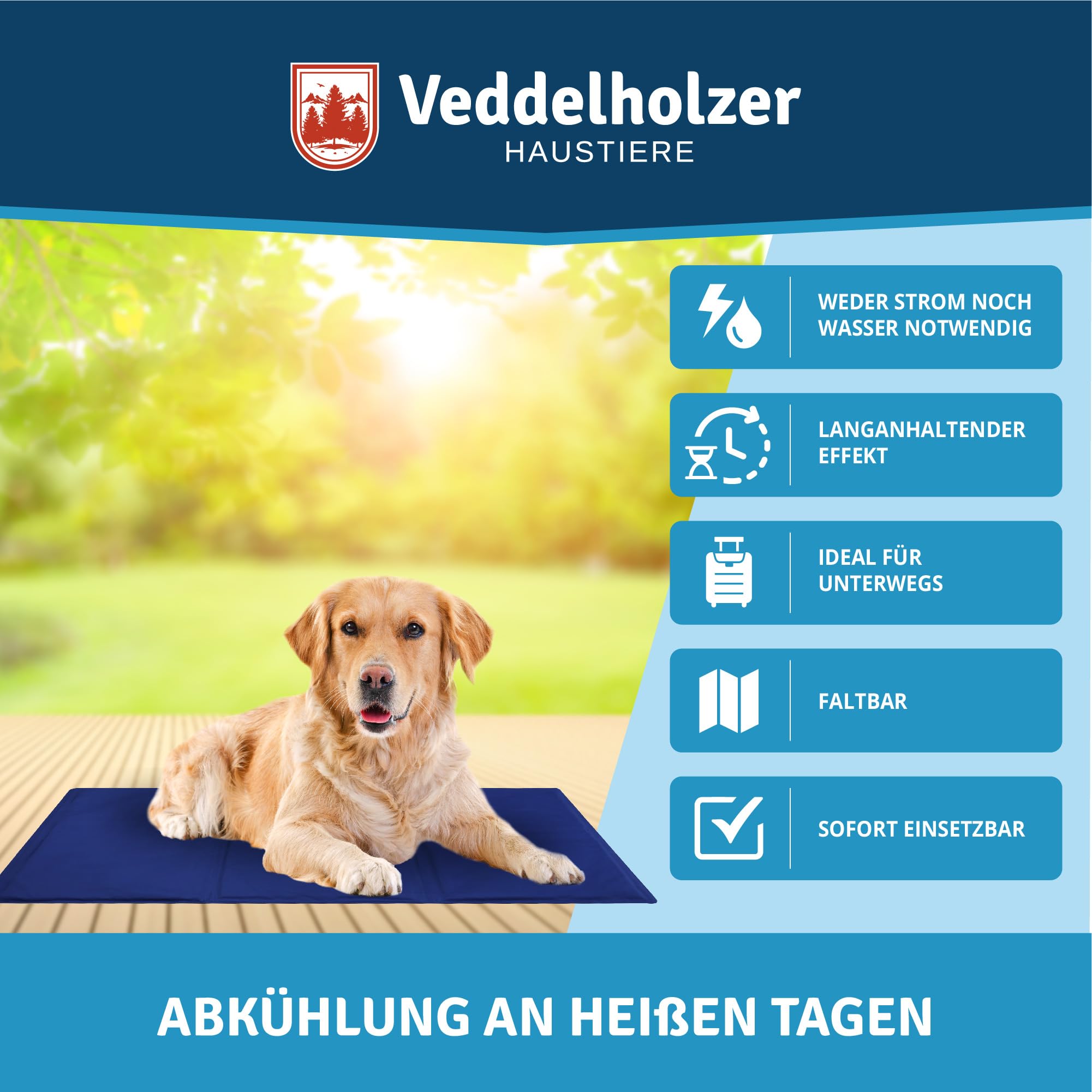 Kühlmatte für Hunde extra Dick und selbstkühlend ohne Strom Perfekt für Sommer & Reisen Für kleine, mittlere & große Hunde Kühlmatte Hund Faltbar & leicht zu reinigen