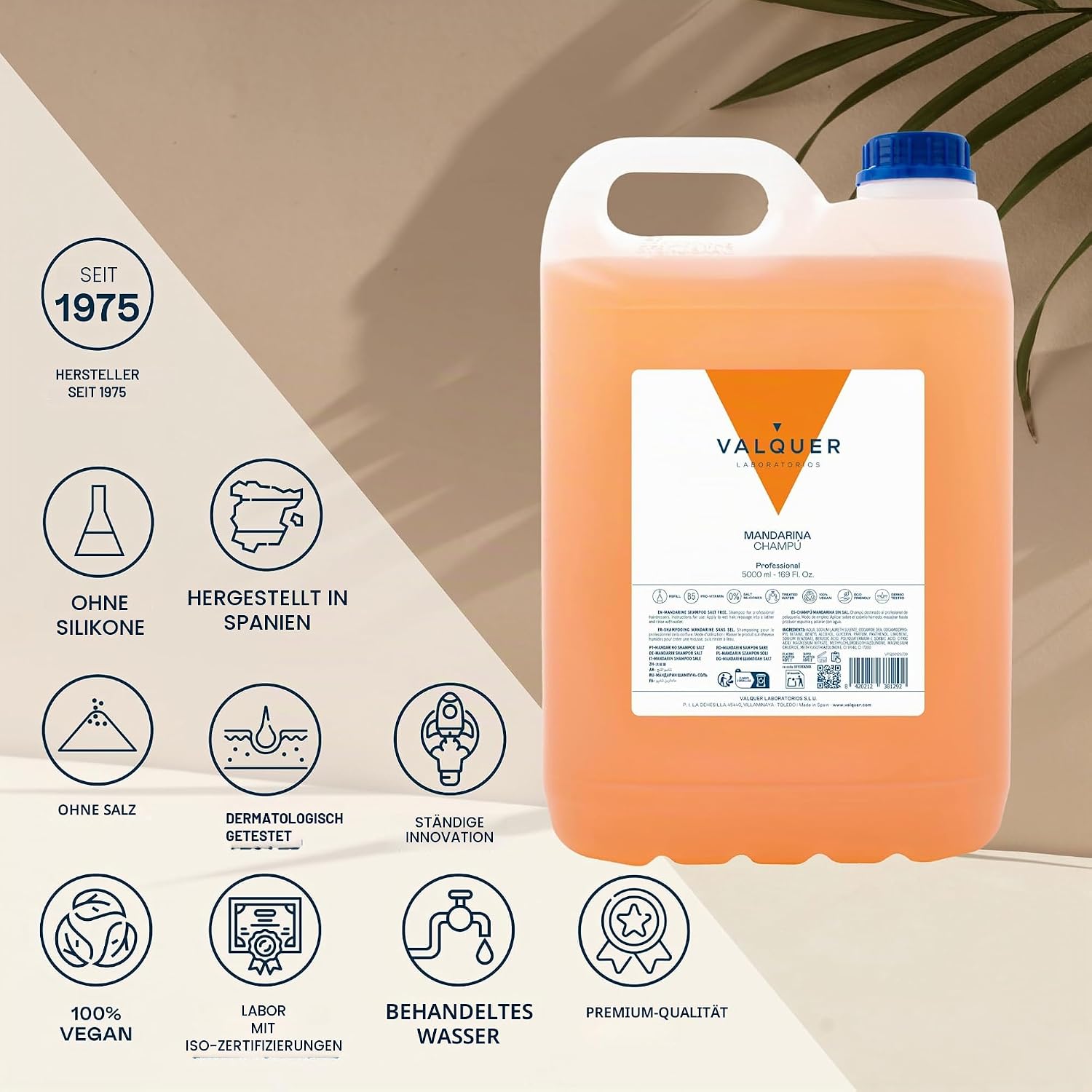 5 L Professionelle Shampoo Flasche | Stärkt und schützt das Haar | Tiefenreinigung und Geschmeidigkeit für alle Haartypen | Vegane Formel, silikonfrei